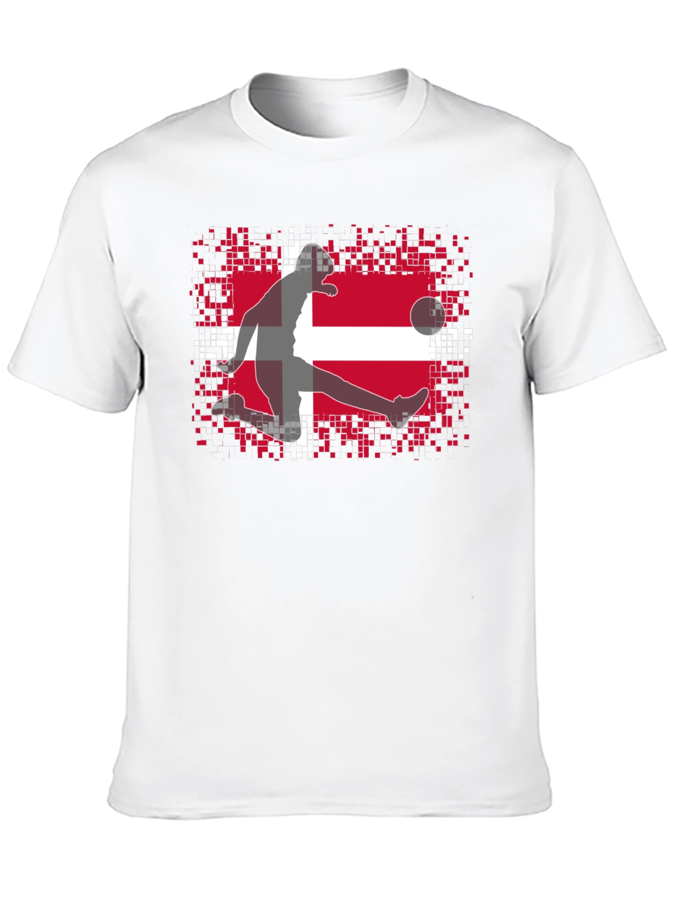 Denmark Flag Soccer Black T-Shirt