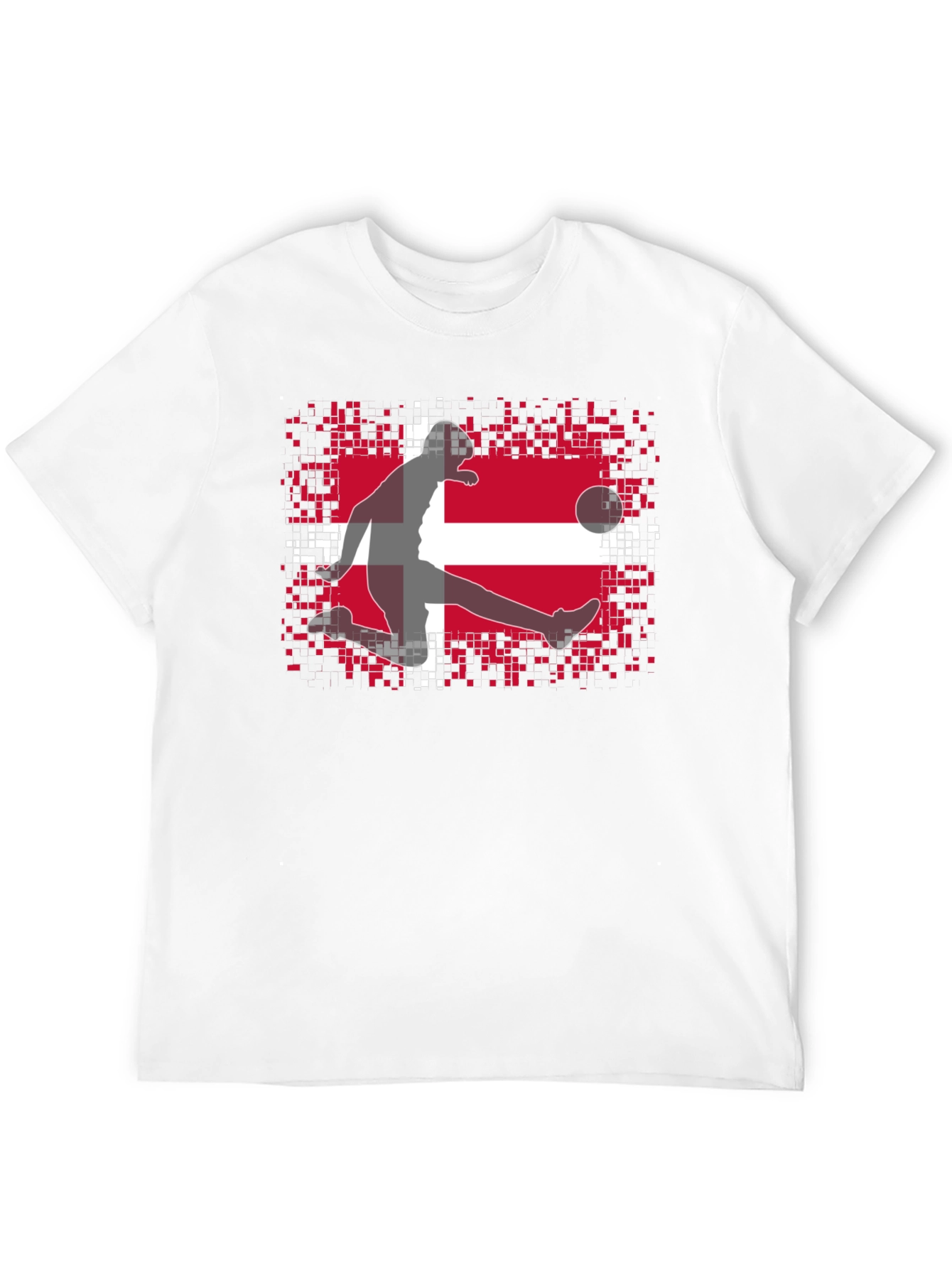 Denmark Flag Soccer Black T-Shirt