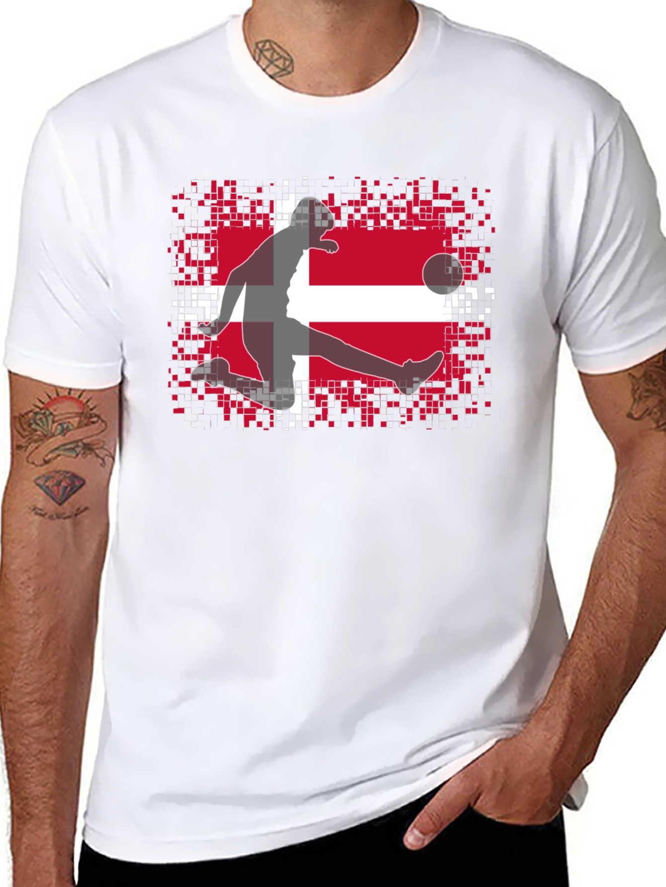 Denmark Flag Soccer Black T-Shirt