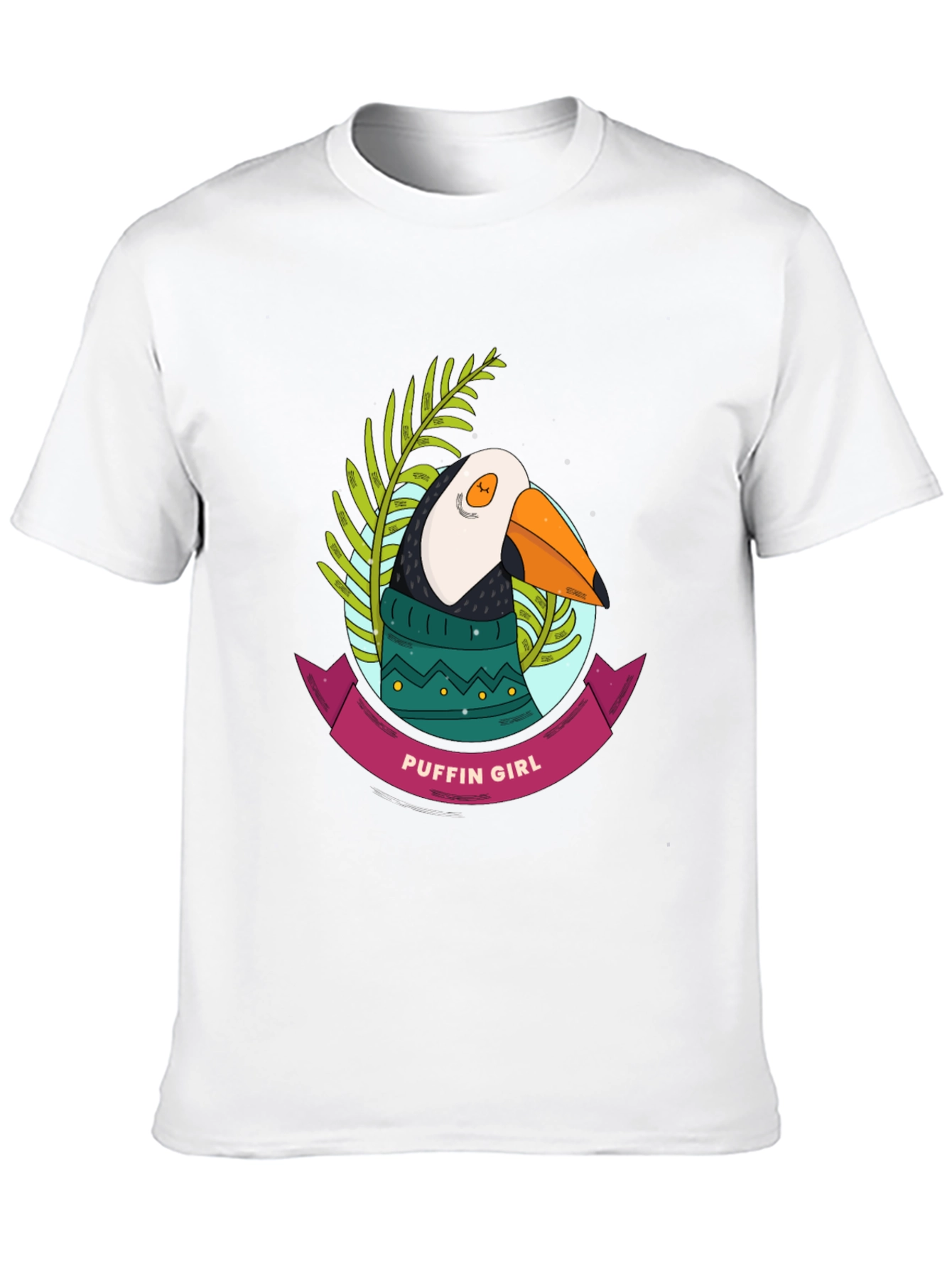 Puffin Girl Graphic T-Shirt - Cool Bird Tee