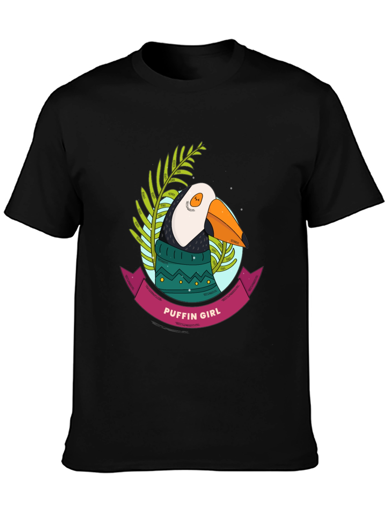 Puffin Girl Graphic T-Shirt - Cool Bird Tee
