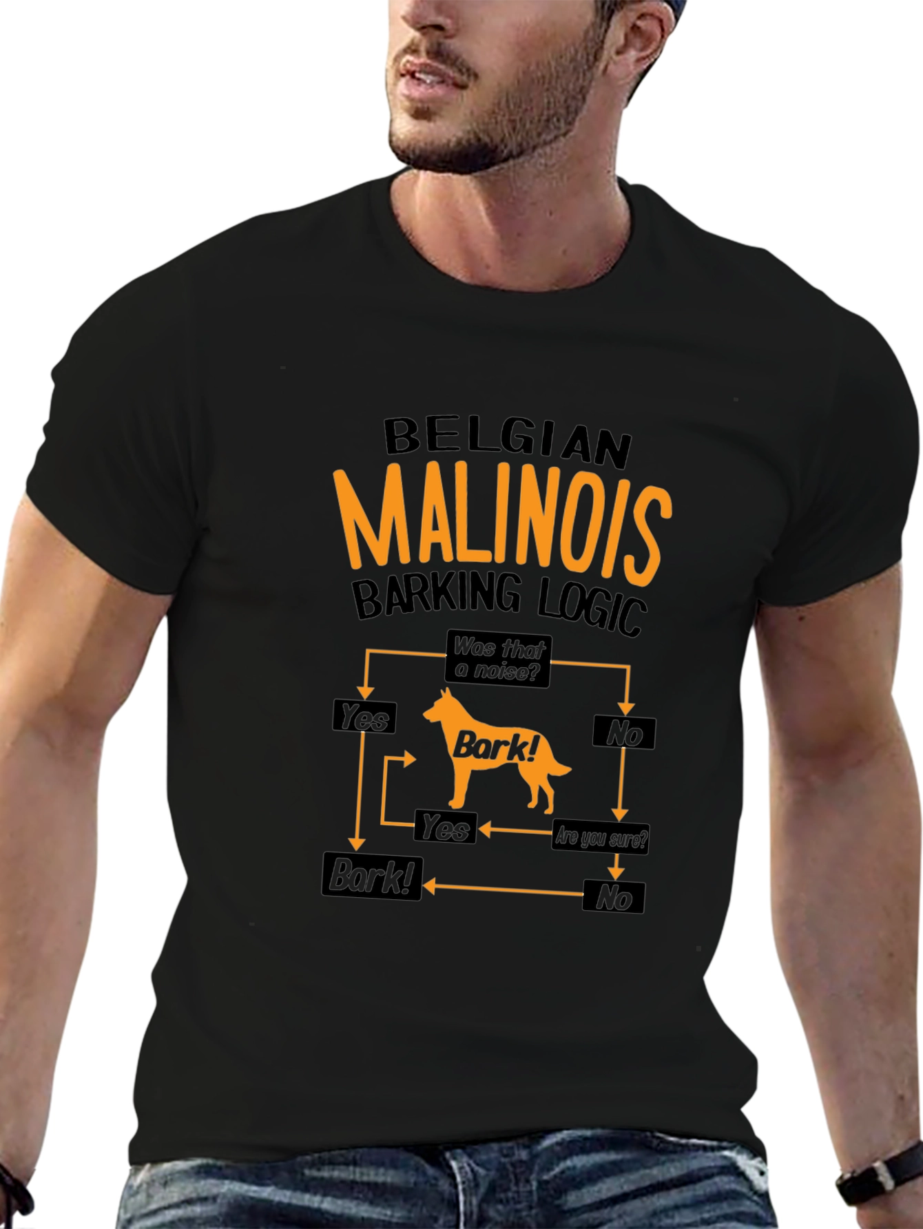 Belgian Malinois Barking Logic Black T-Shirt