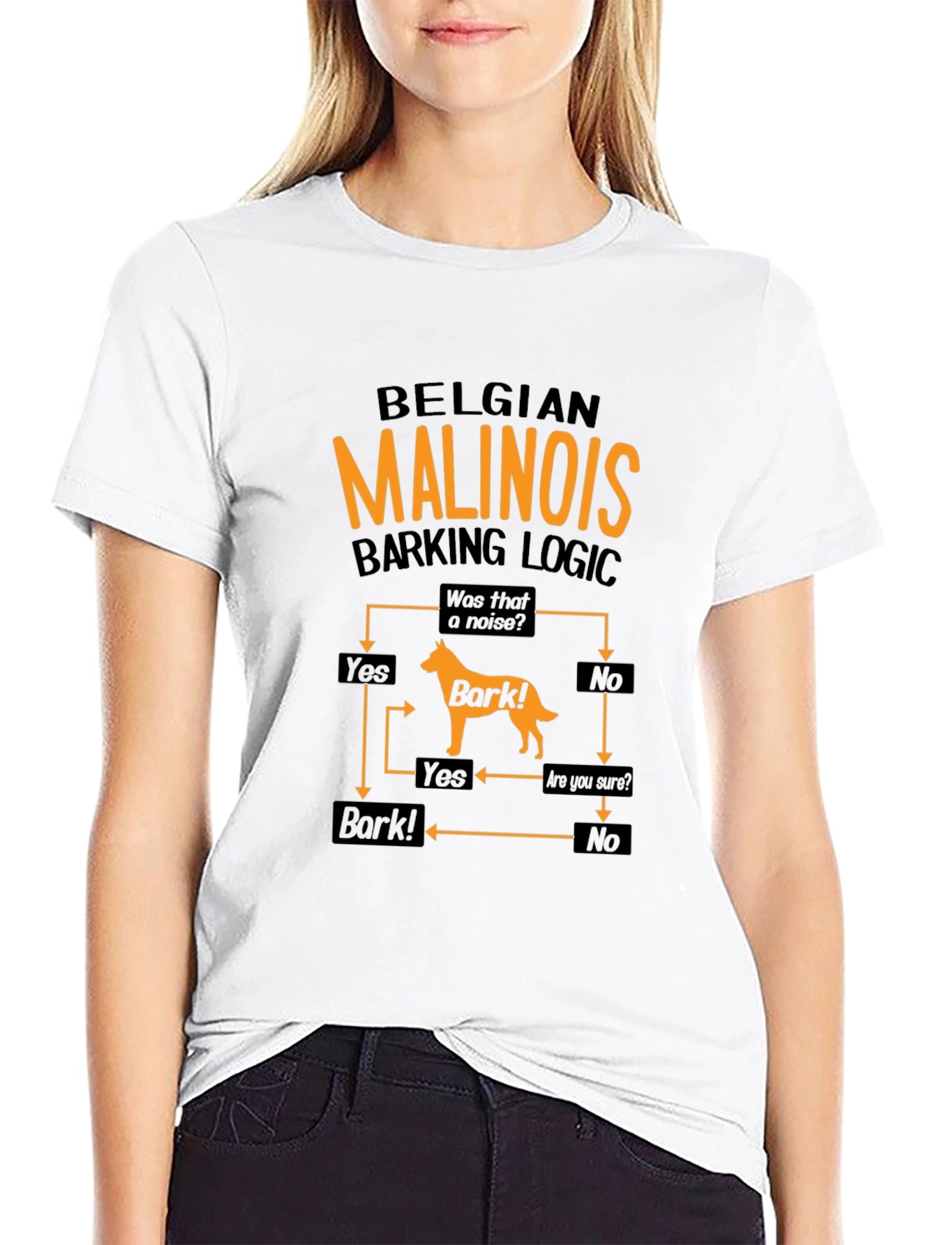Belgian Malinois Barking Logic Black T-Shirt