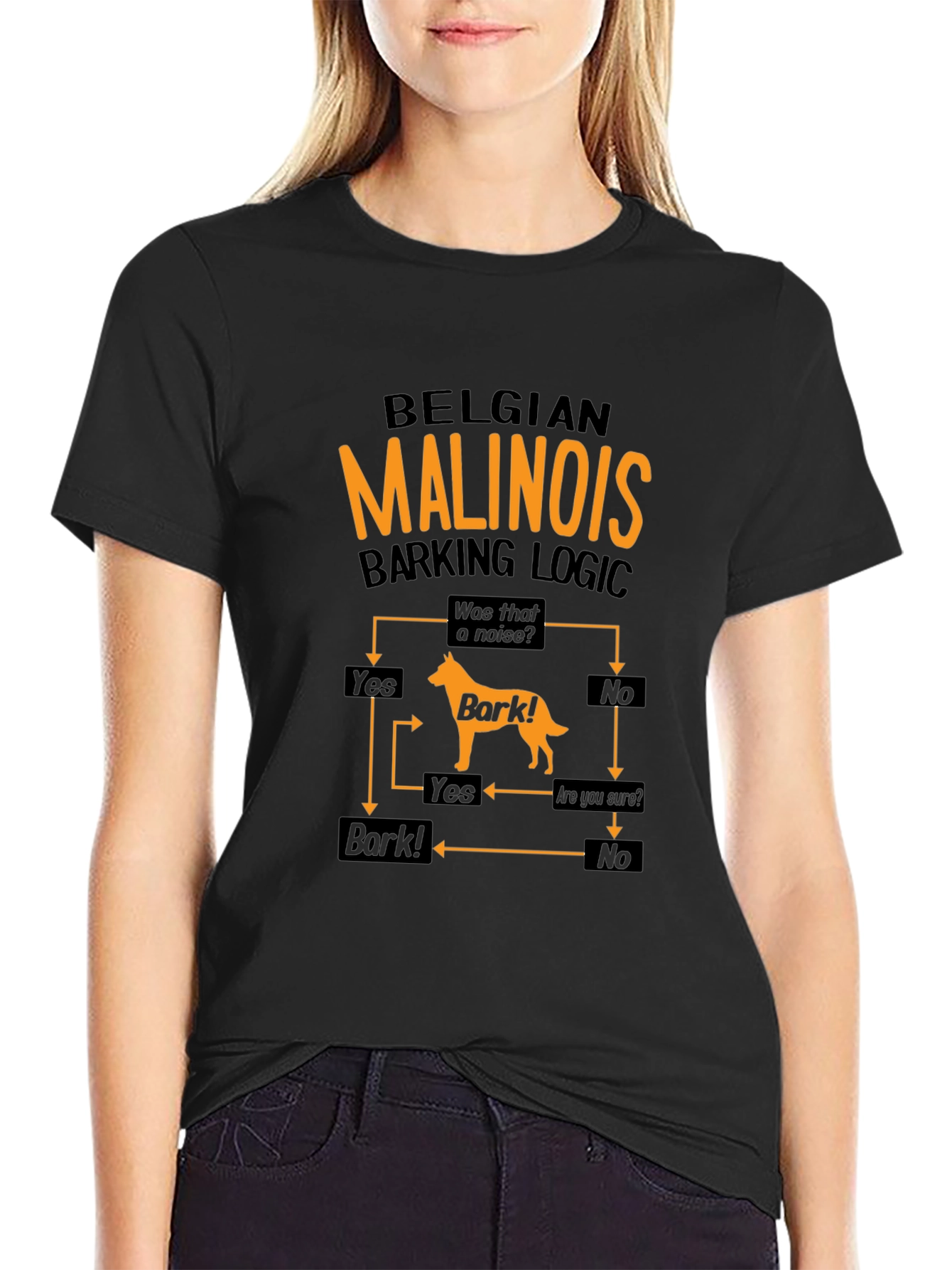 Belgian Malinois Barking Logic Black T-Shirt