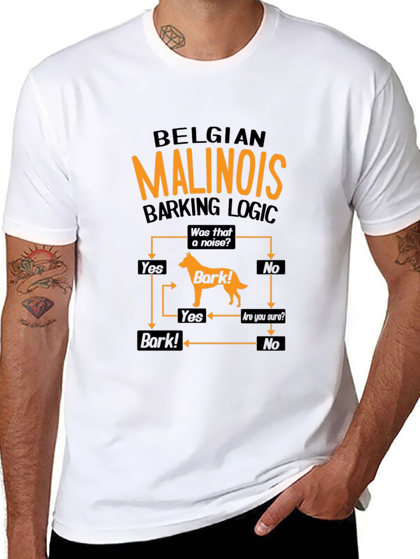 Belgian Malinois Barking Logic Black T-Shirt