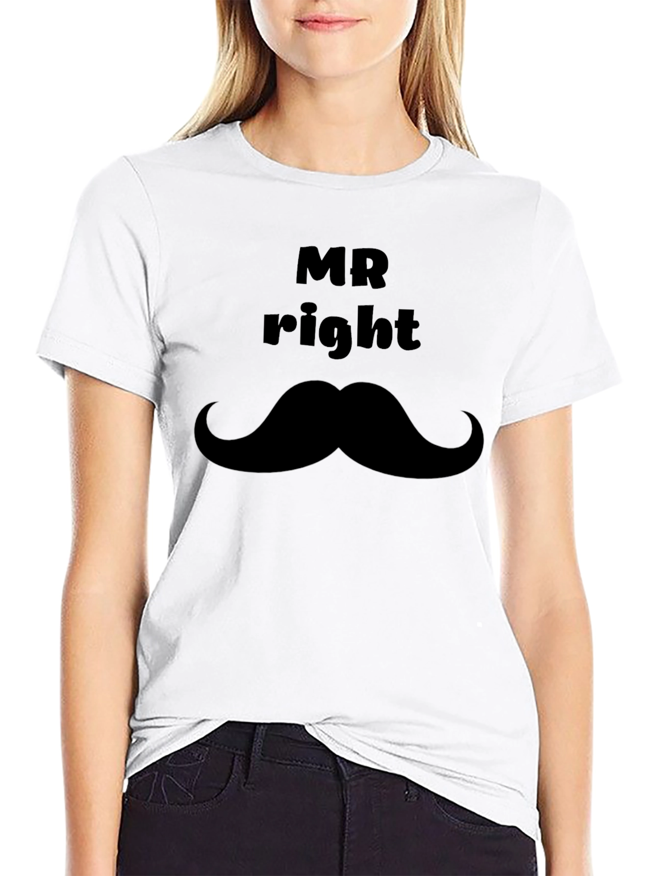 Mr. Right Graphic Tee - Mustache Design