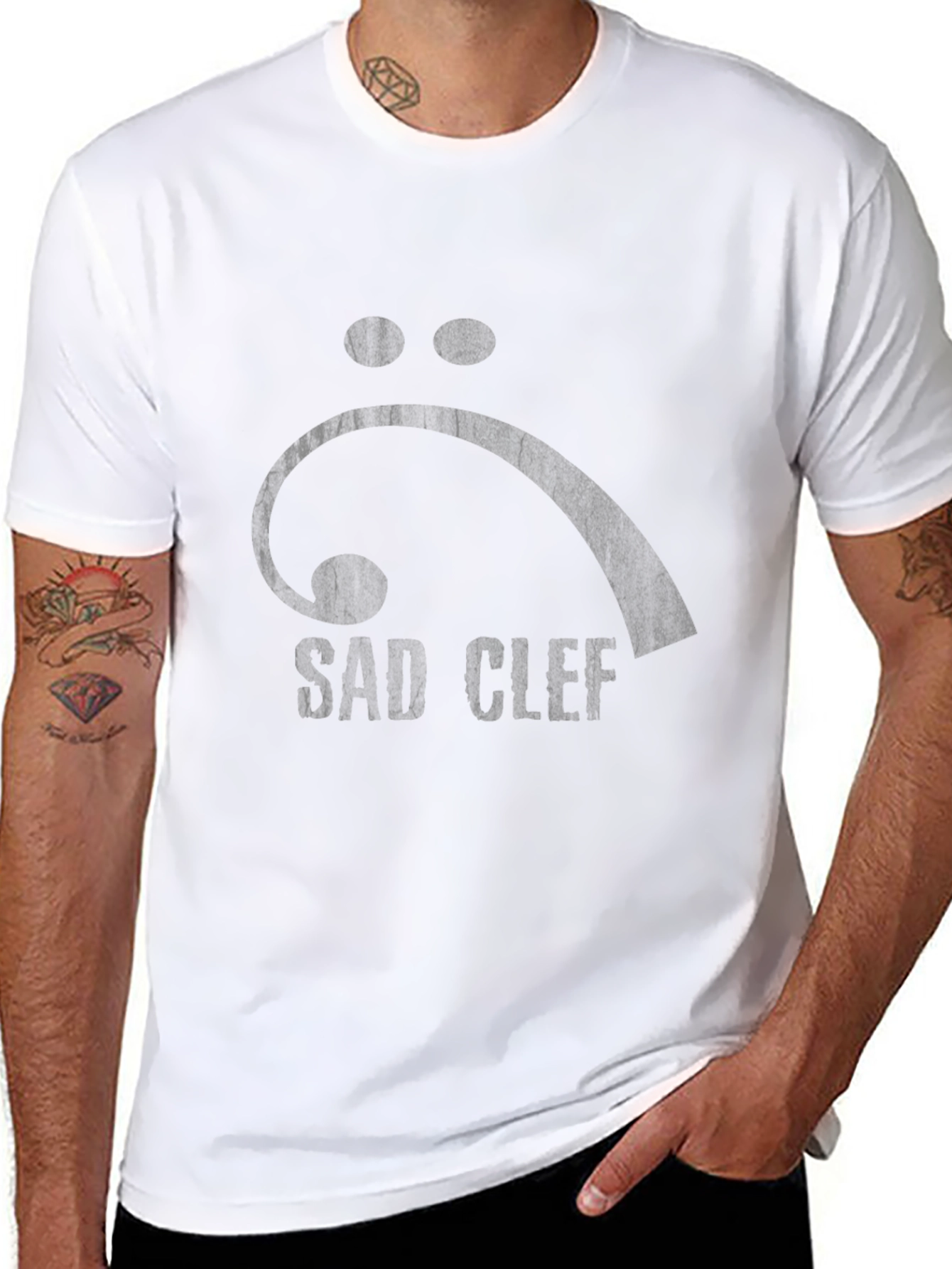 Sad Clef Graphic Tee - Bass Clef T-Shirt