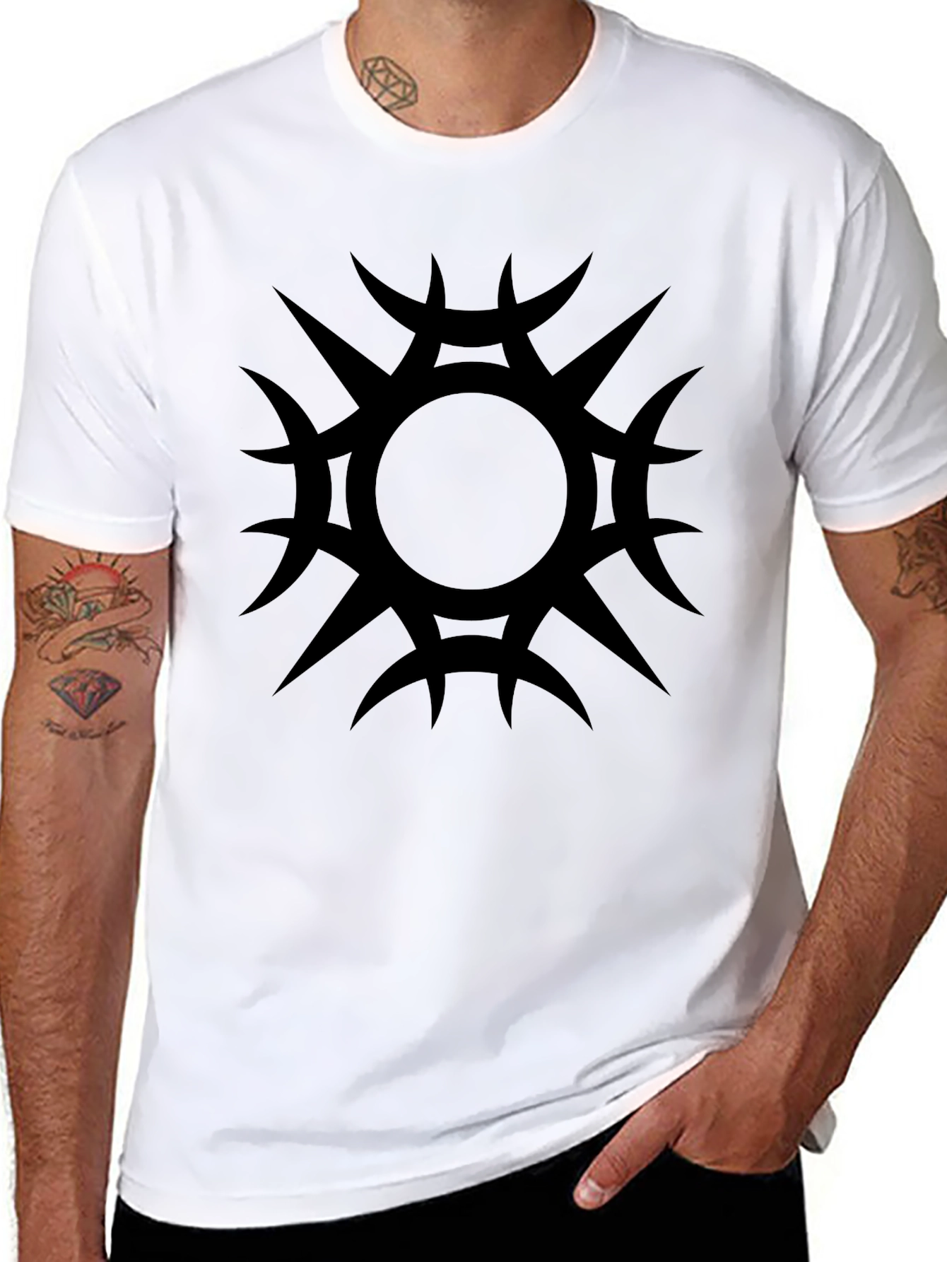 Tribal Sun Graphic Black T-Shirt