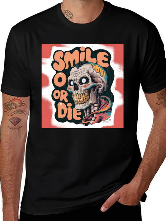 Smile or Die Graphic Tee - Skull Design