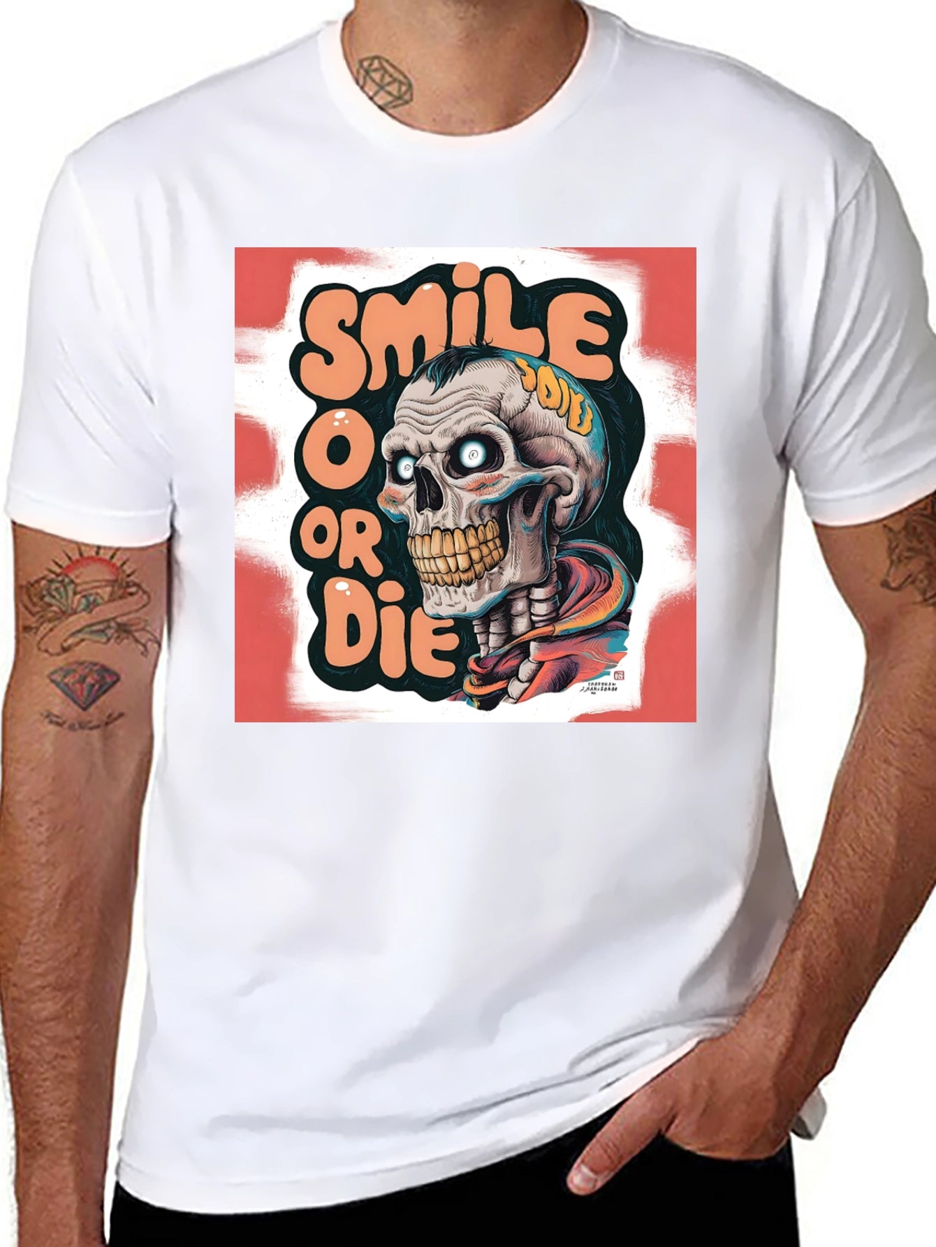Smile or Die Graphic Tee - Skull Design