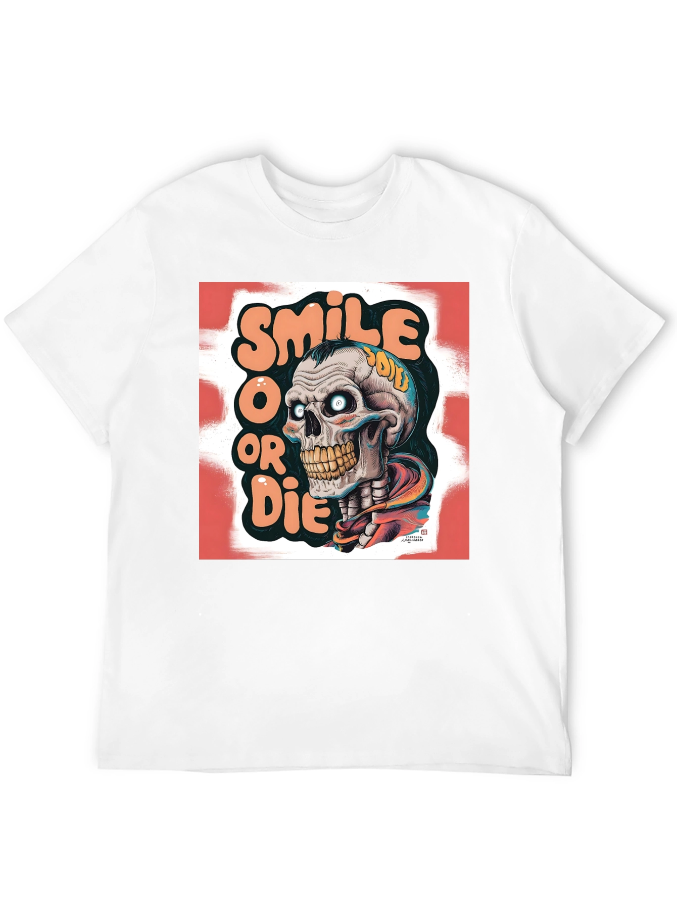 Smile or Die Graphic Tee - Skull Design