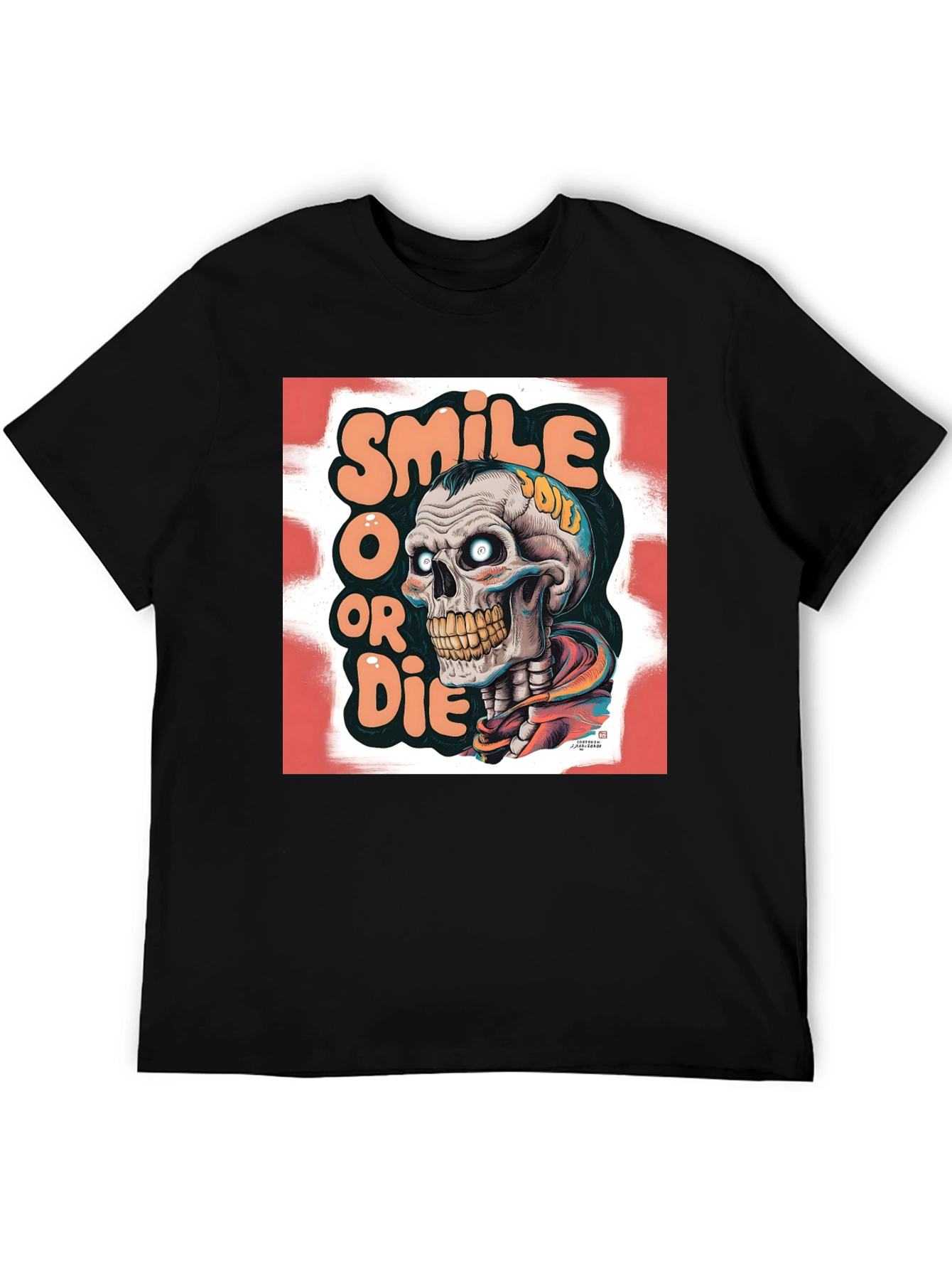 Smile or Die Graphic Tee - Skull Design