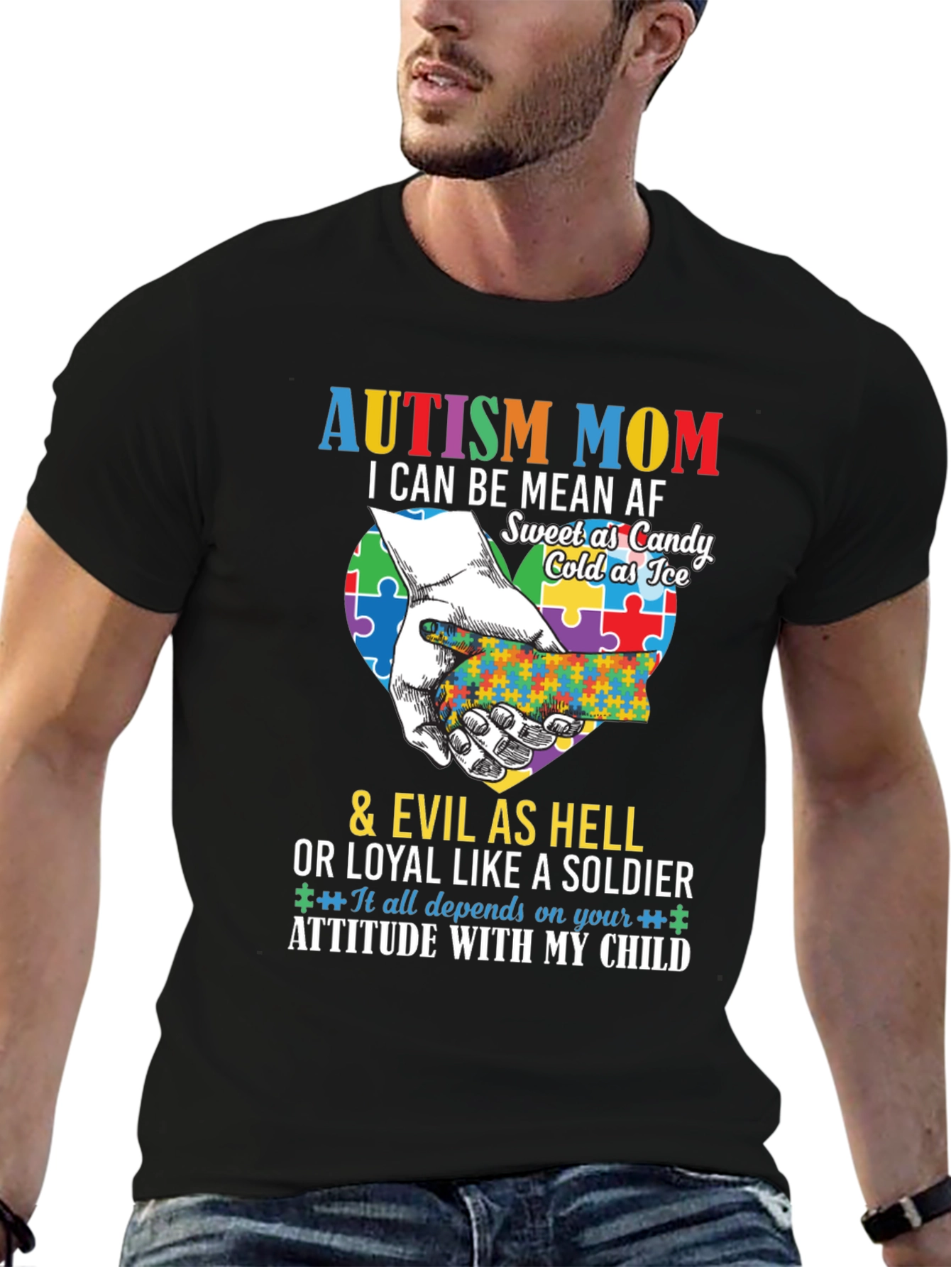 Autism Mom T-Shirt - Mean AF Sweet as Candy