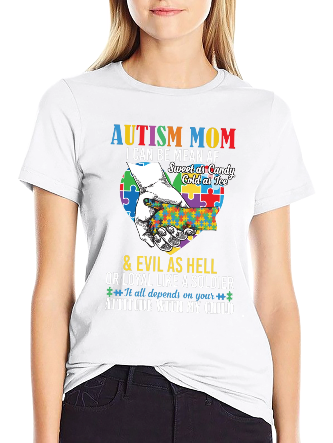 Autism Mom T-Shirt - Mean AF Sweet as Candy