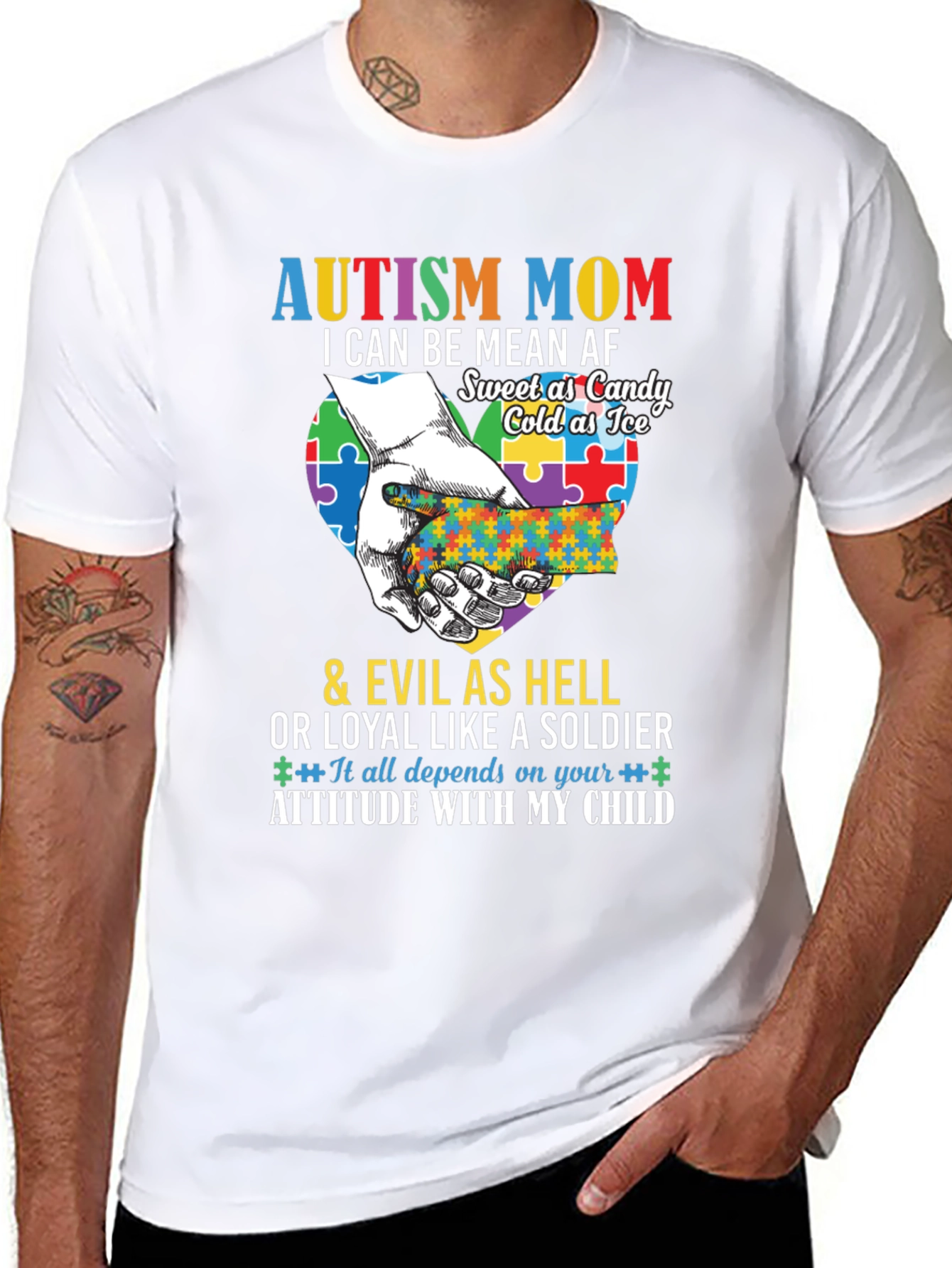 Autism Mom T-Shirt - Mean AF Sweet as Candy