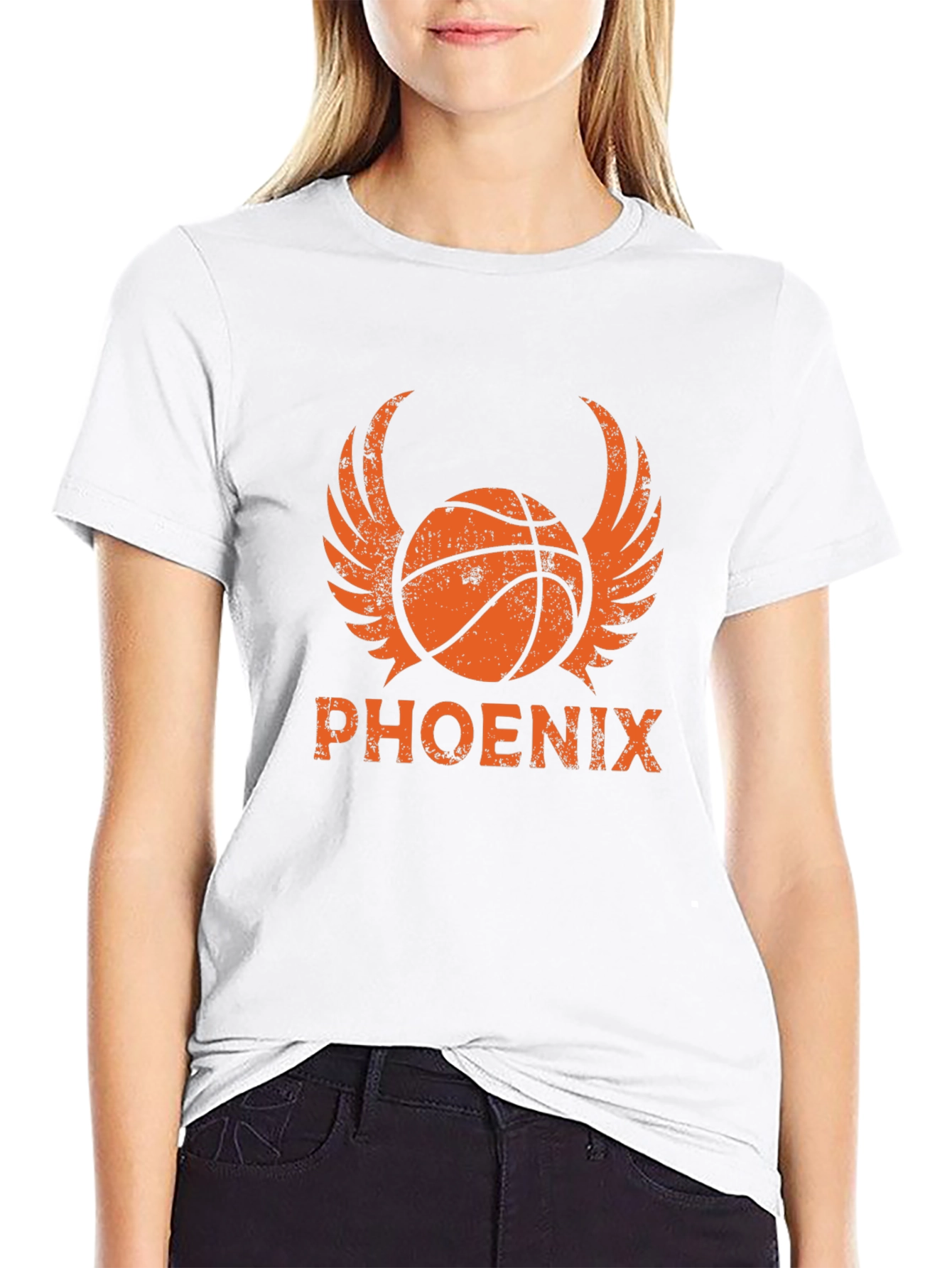 Phoenix Basketball Graphic T-Shirt - Winged Ball Design