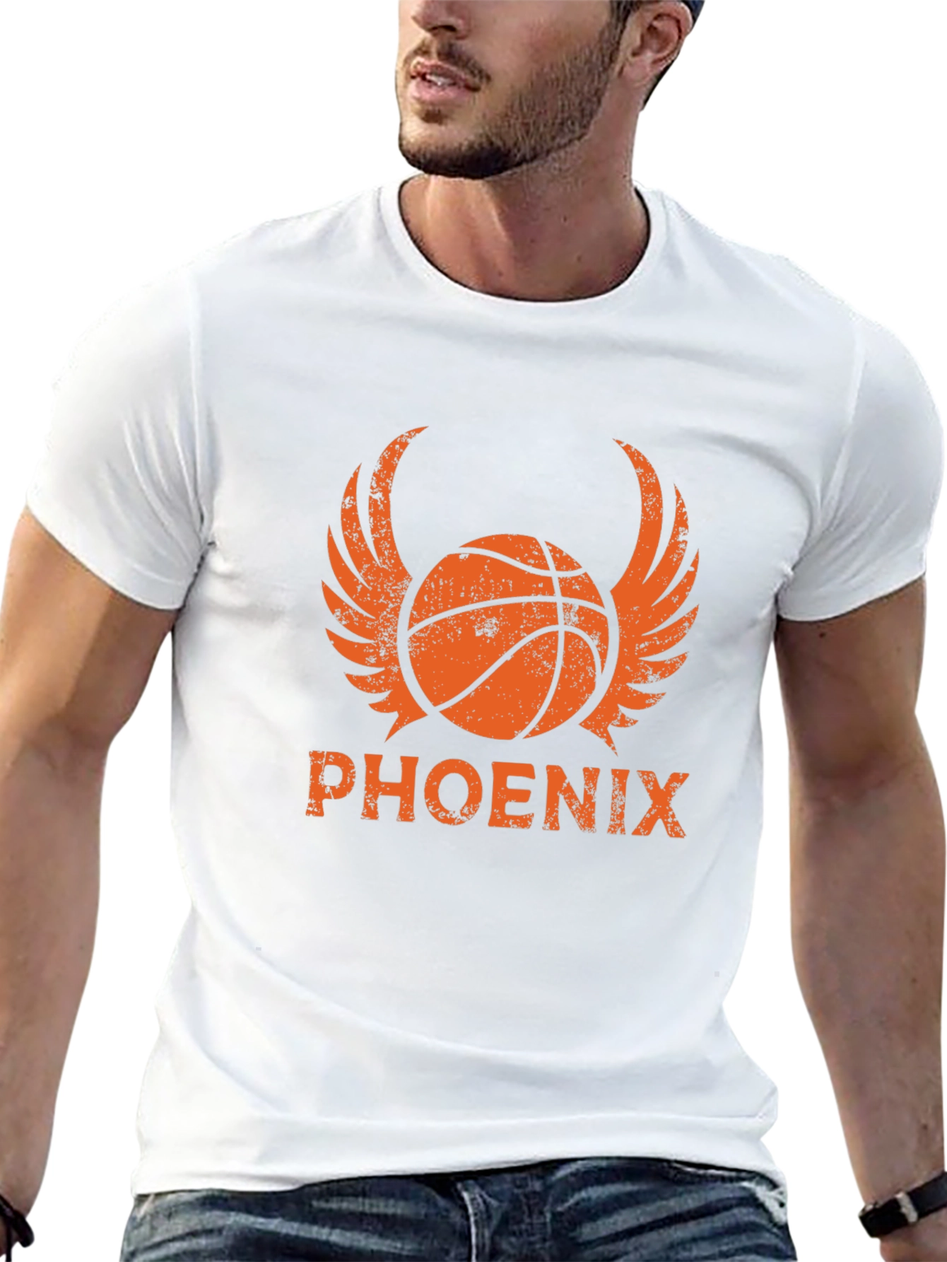Phoenix Basketball Graphic T-Shirt - Winged Ball Design