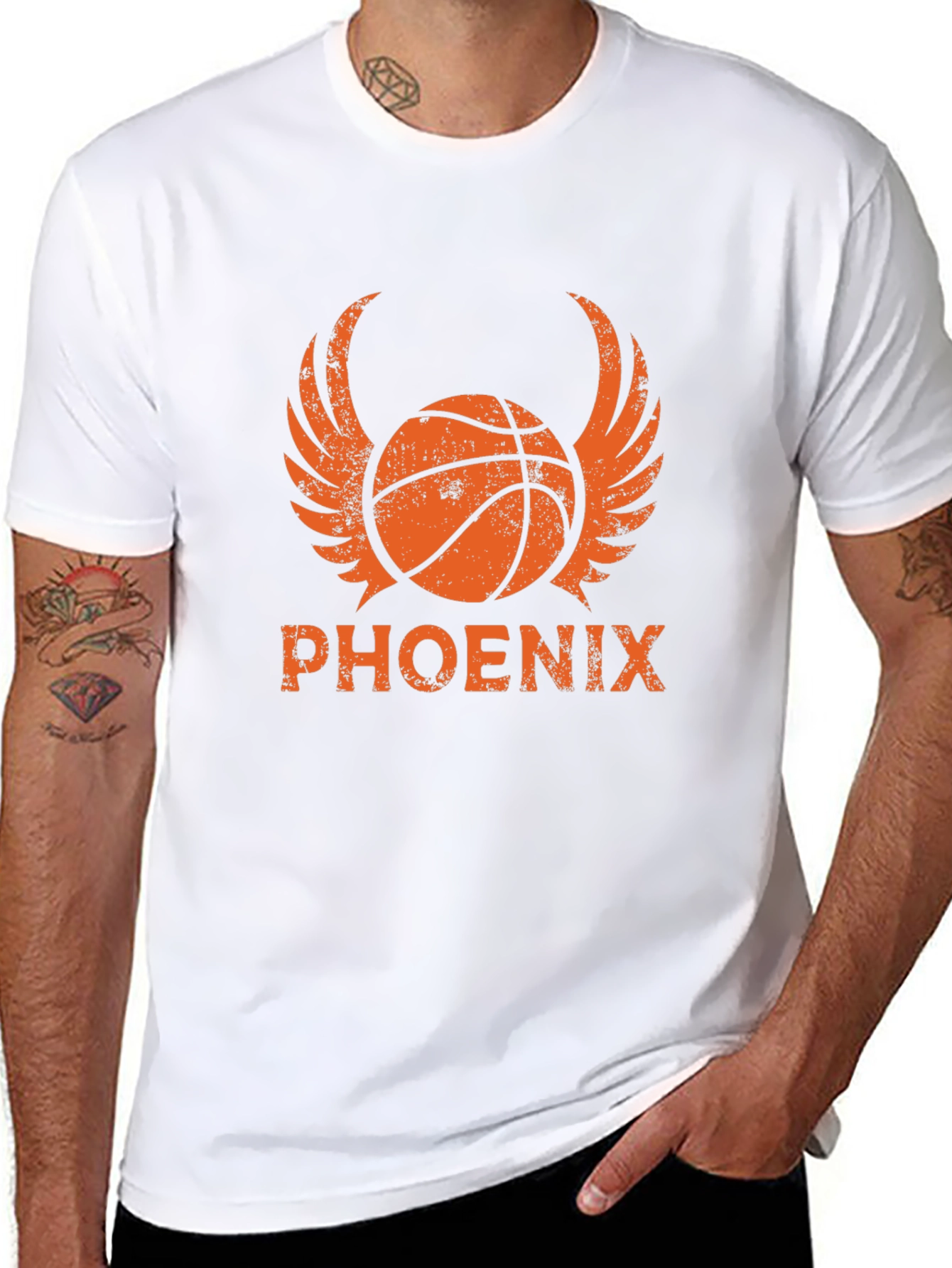 Phoenix Basketball Graphic T-Shirt - Winged Ball Design