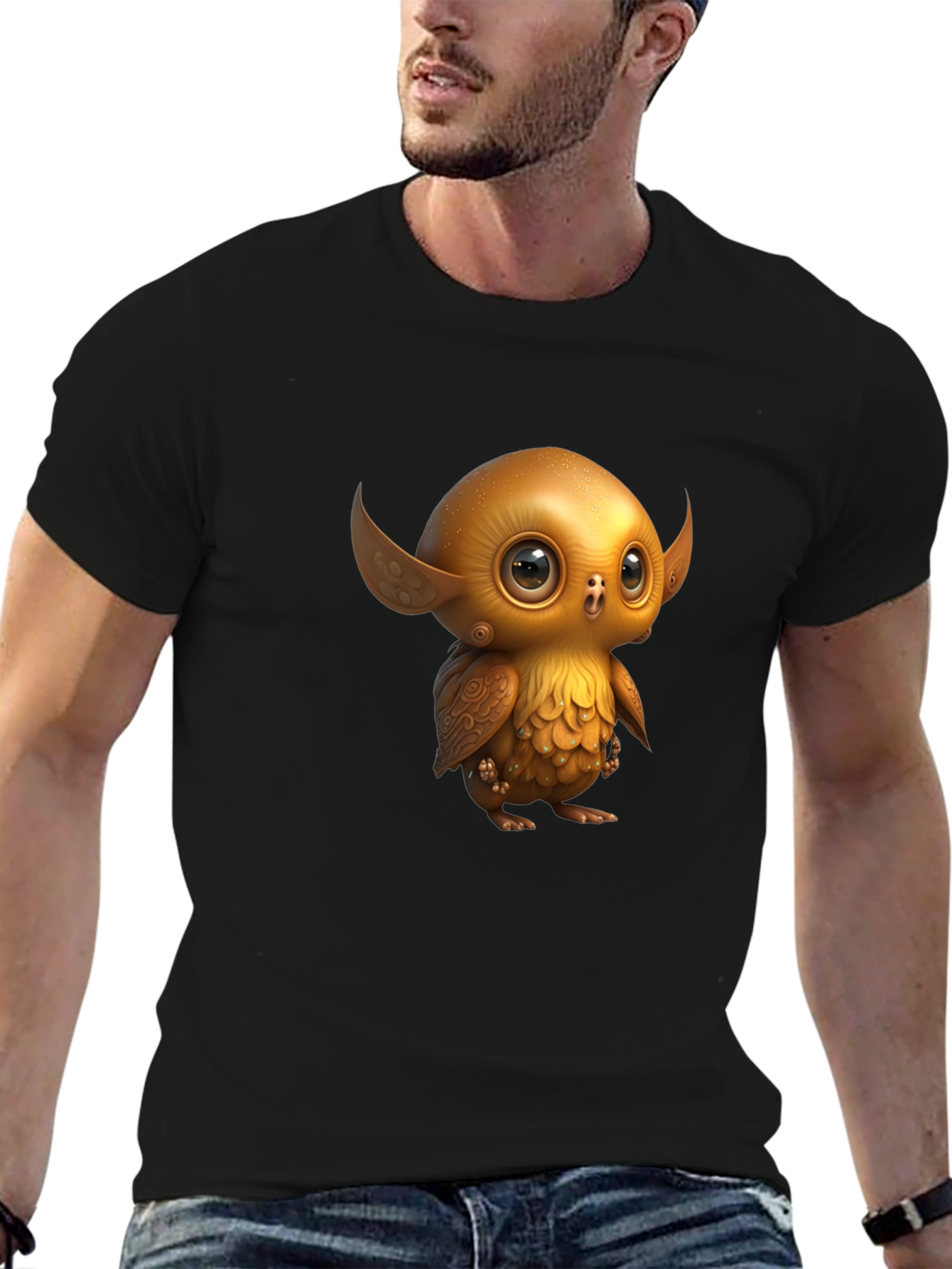 Cute Golden Owl Creature Graphic Tee