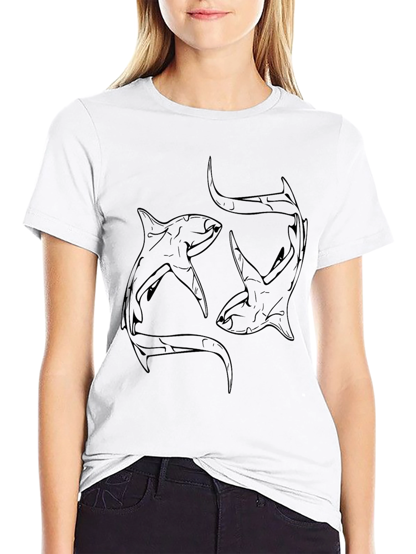 Black Shark Outline Graphic Tee