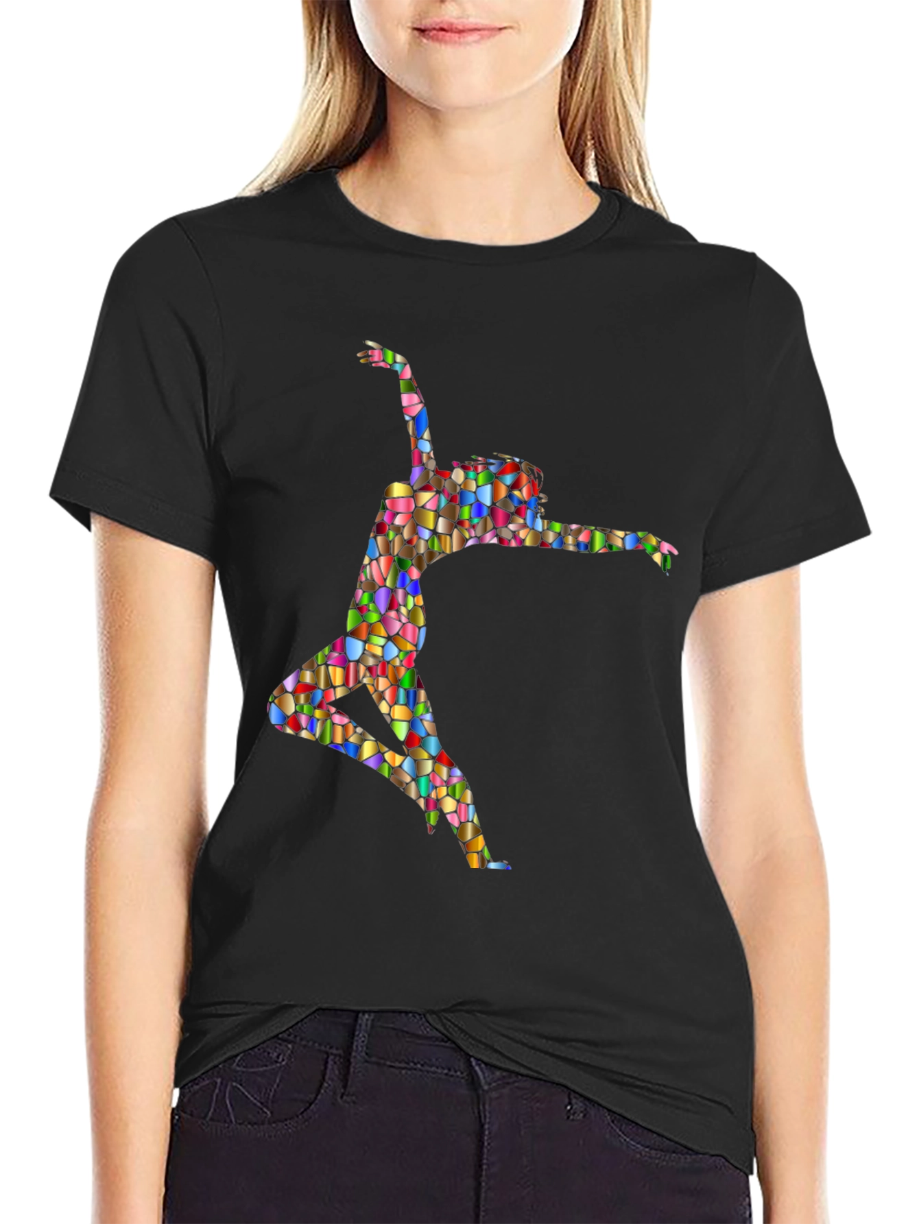 Stained Glass Dancer Graphic Black Tee