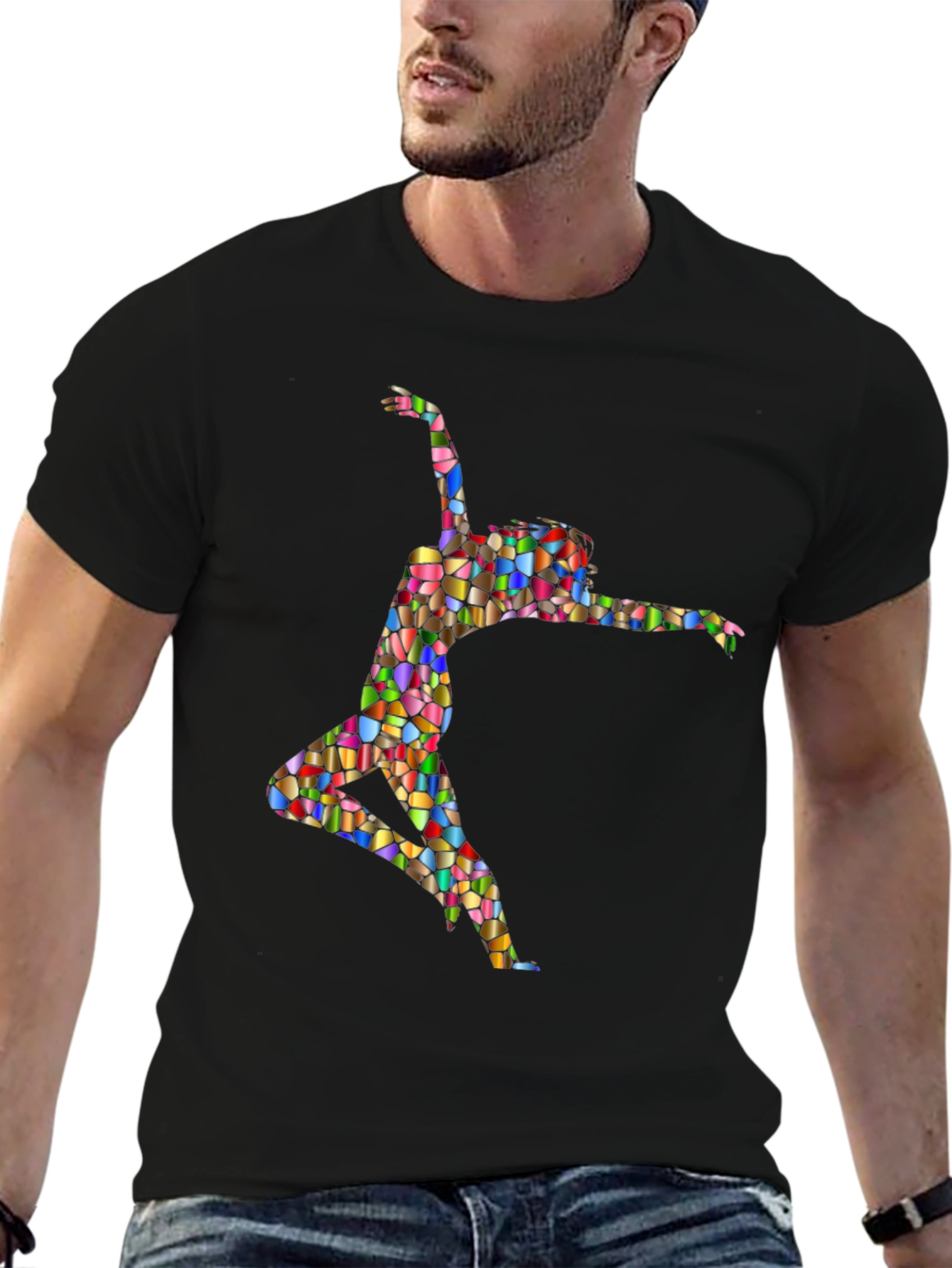 Stained Glass Dancer Graphic Black Tee