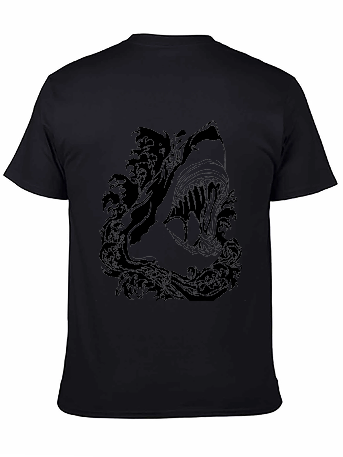 Mens Black Shark Graphic Print T-Shirt