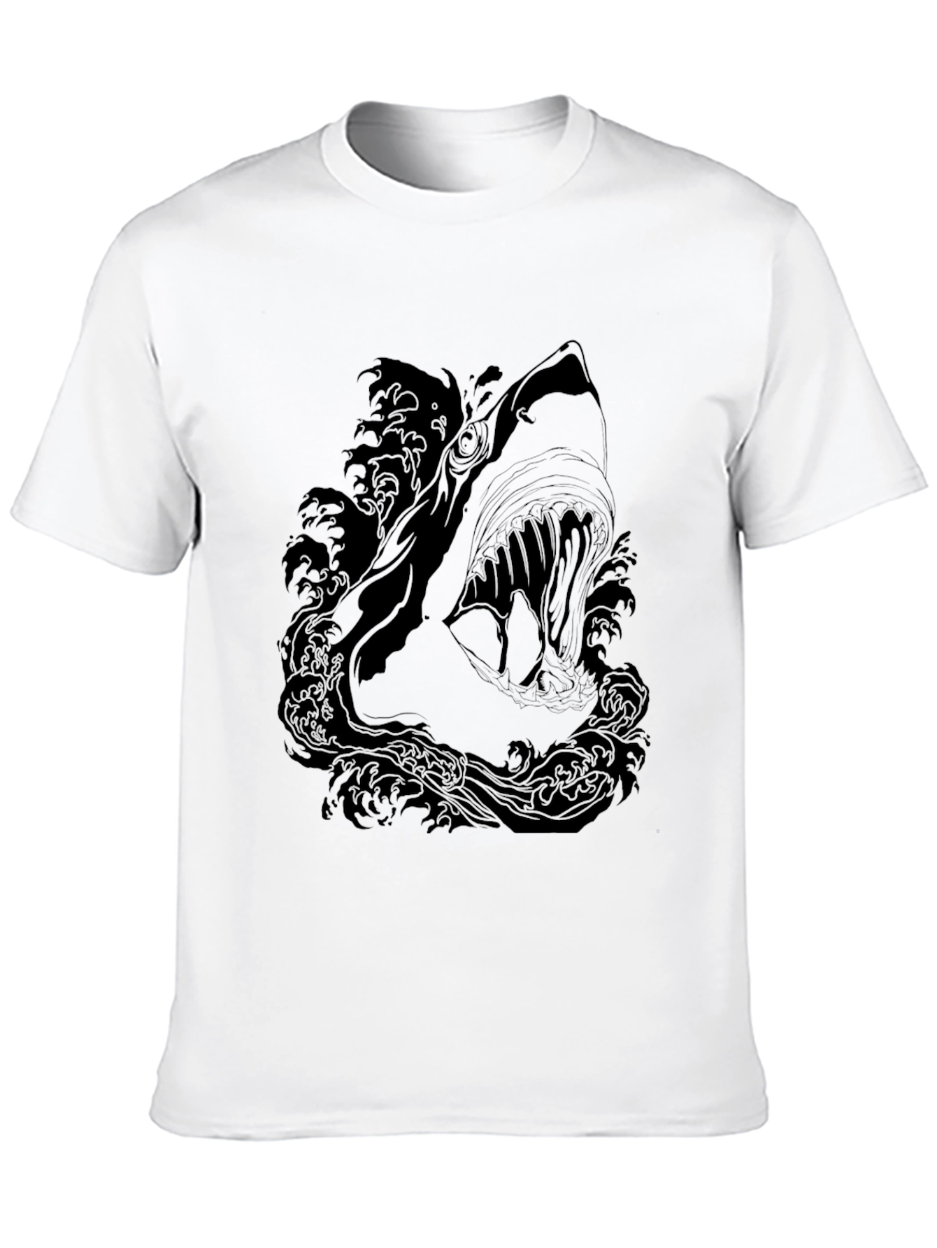 Mens Black Shark Graphic Print T-Shirt