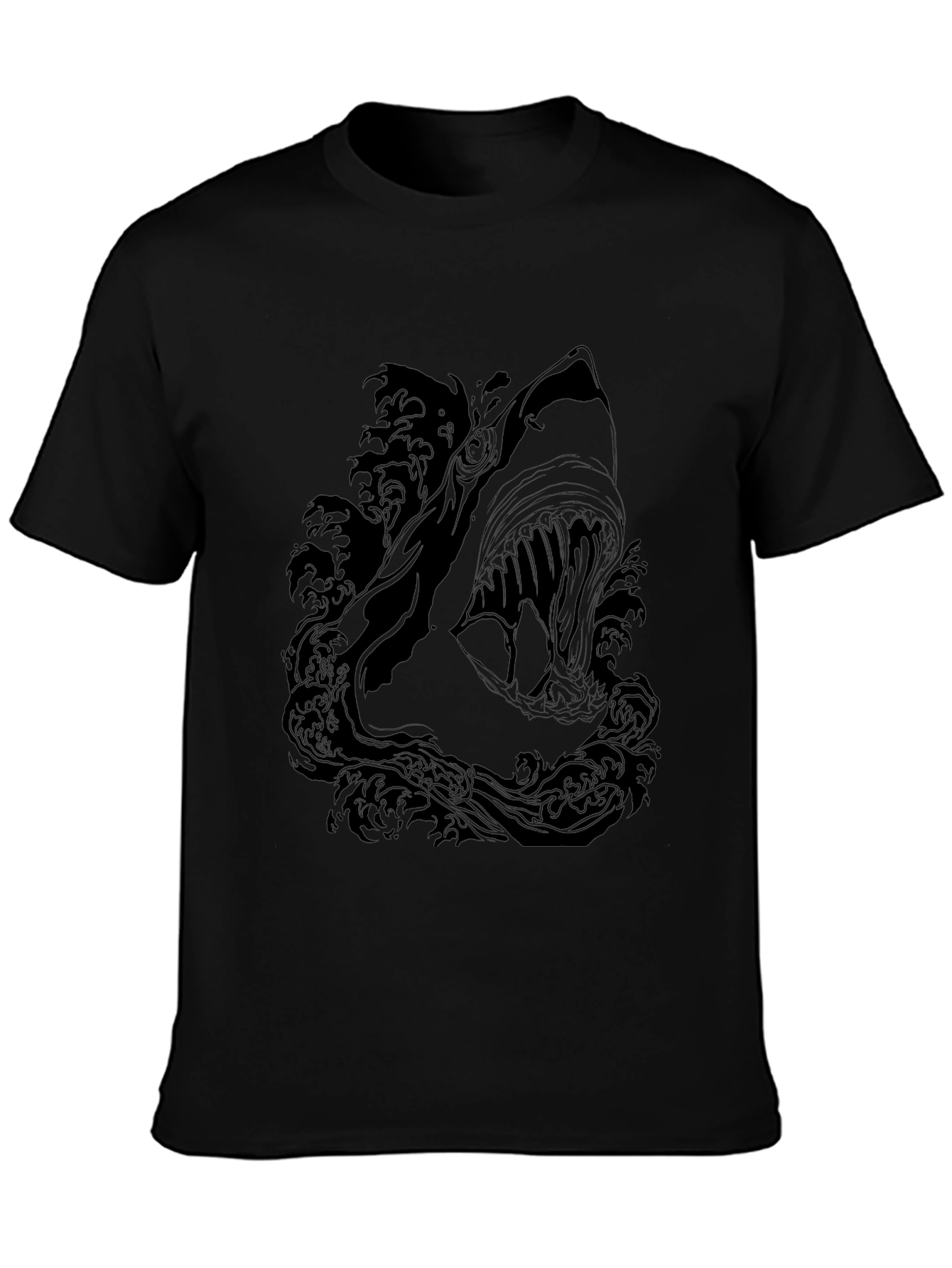Mens Black Shark Graphic Print T-Shirt