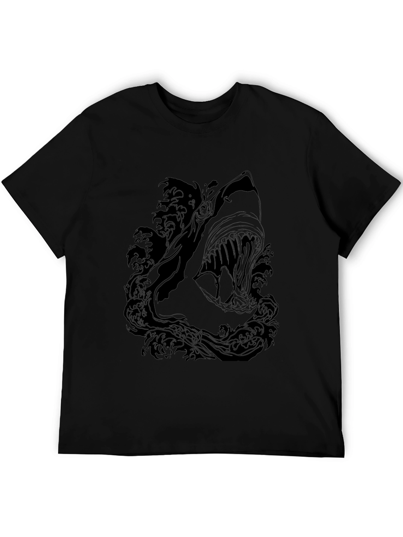 Mens Black Shark Graphic Print T-Shirt