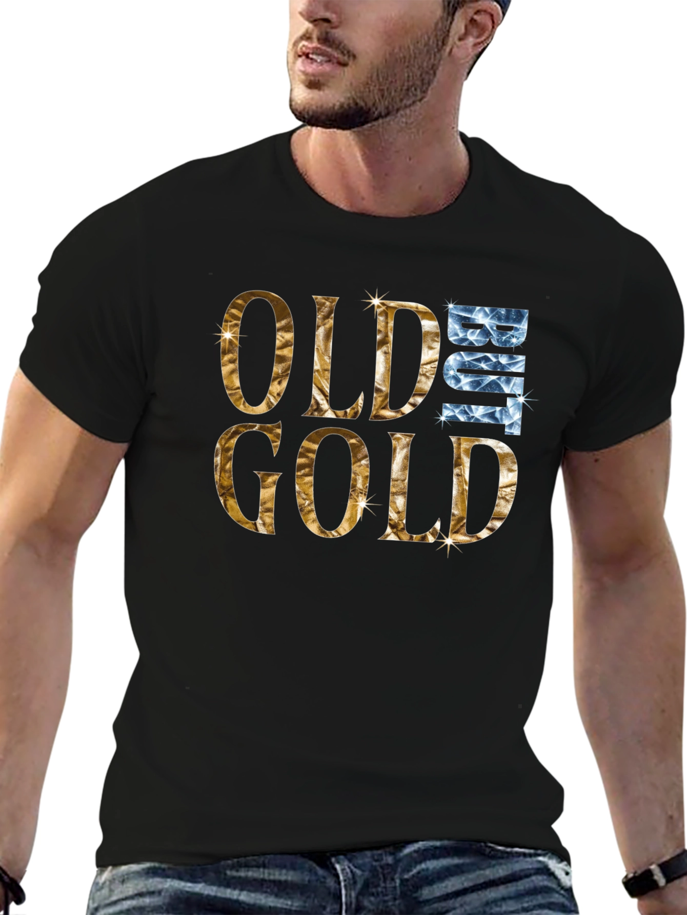Old But Gold Graphic Tee - Black Cotton T-Shirt