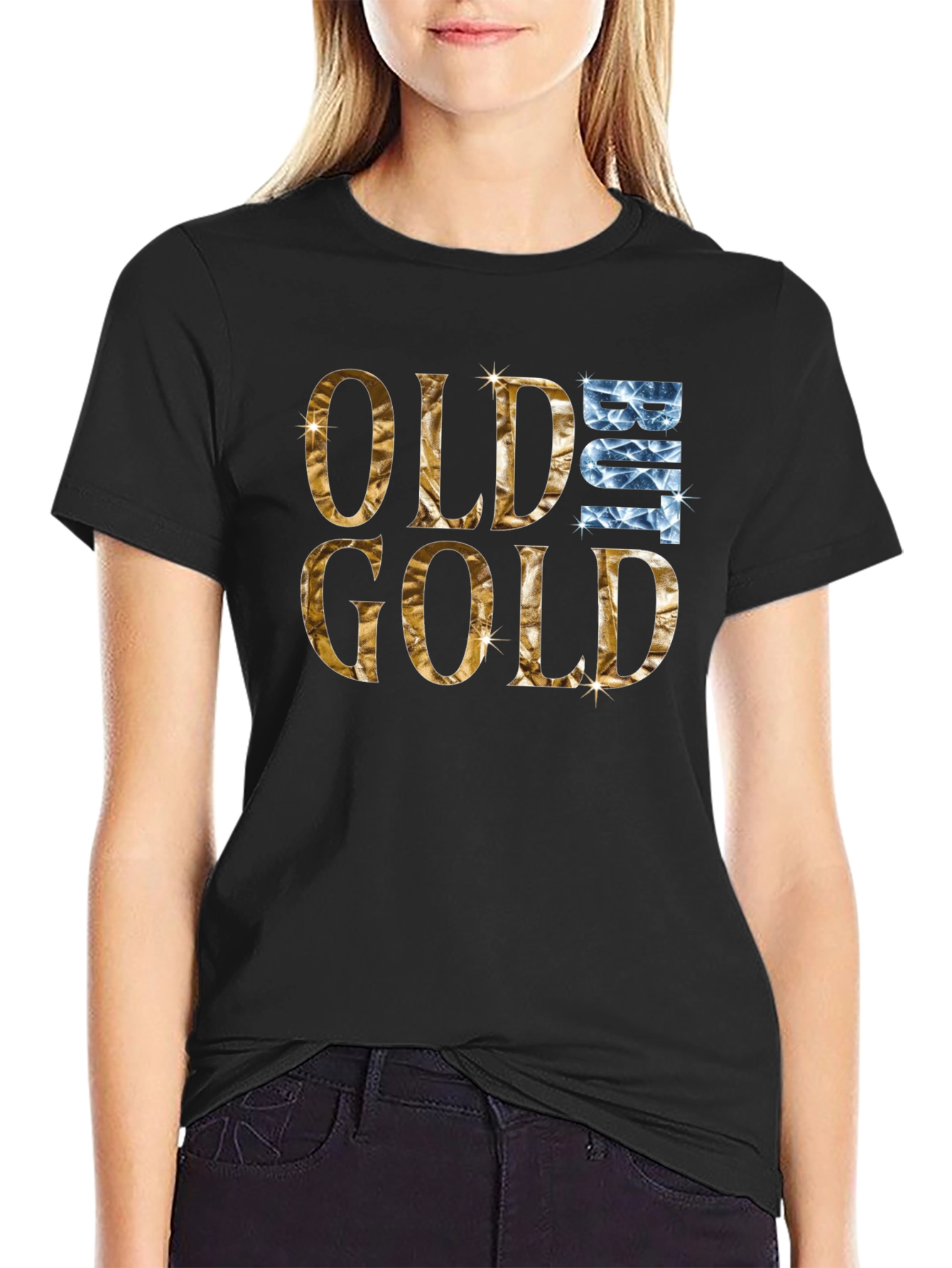 Old But Gold Graphic Tee - Black Cotton T-Shirt