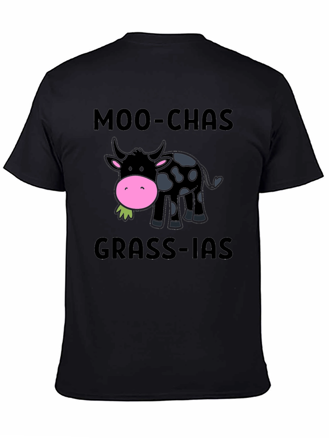 Moo-chas Grass-ias Funny Cow Graphic T-Shirt
