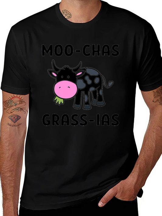 Moo-chas Grass-ias Funny Cow Graphic T-Shirt
