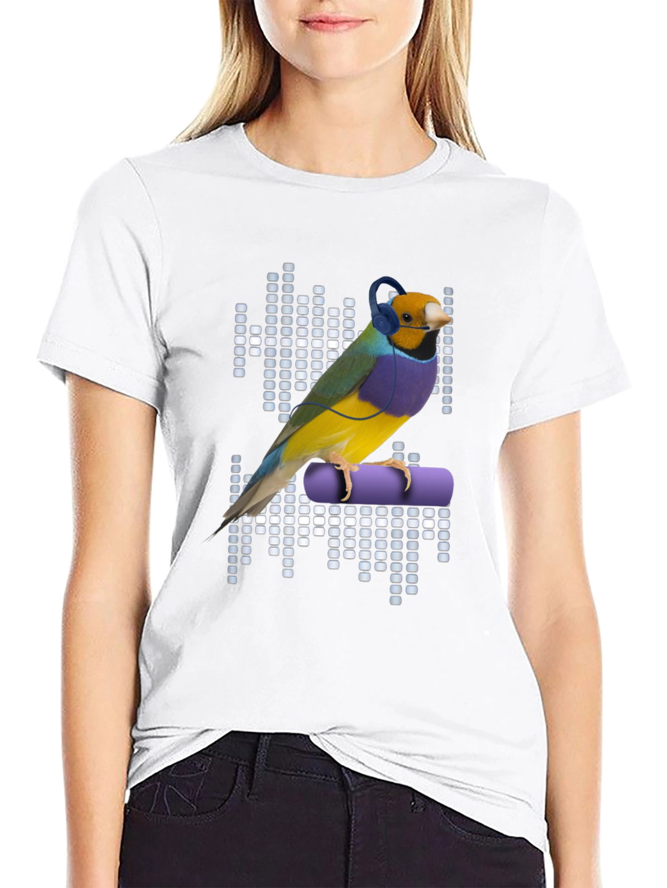Bird with Headphones Graphic T-Shirt