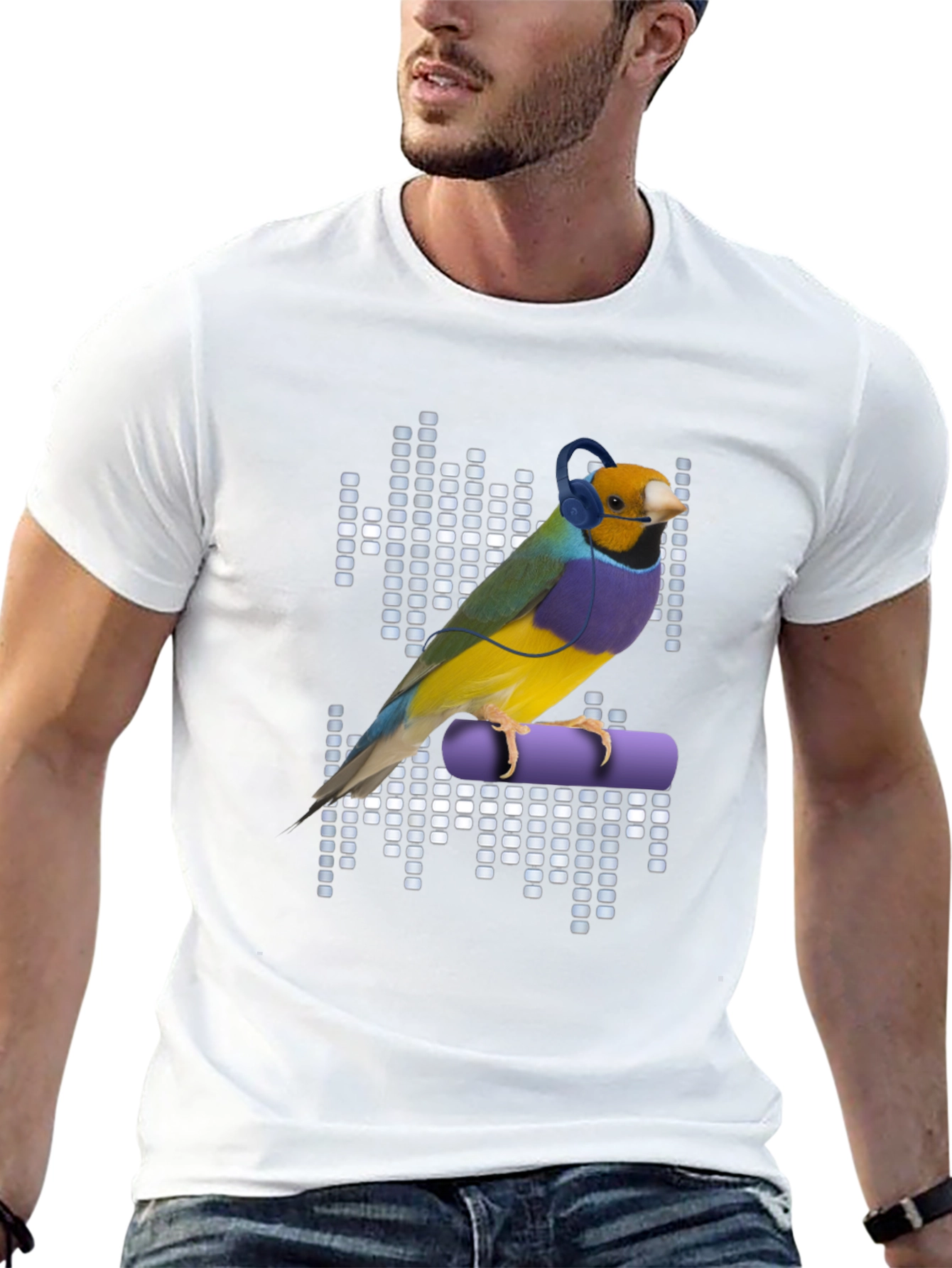 Bird with Headphones Graphic T-Shirt