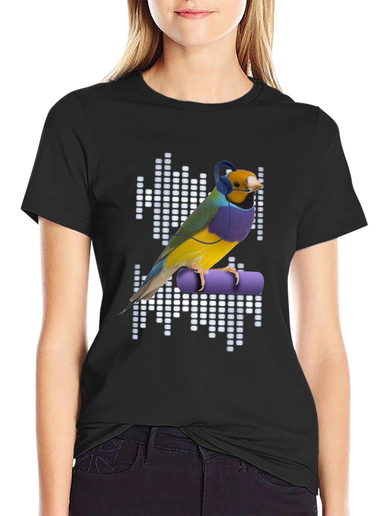 Bird with Headphones Graphic T-Shirt