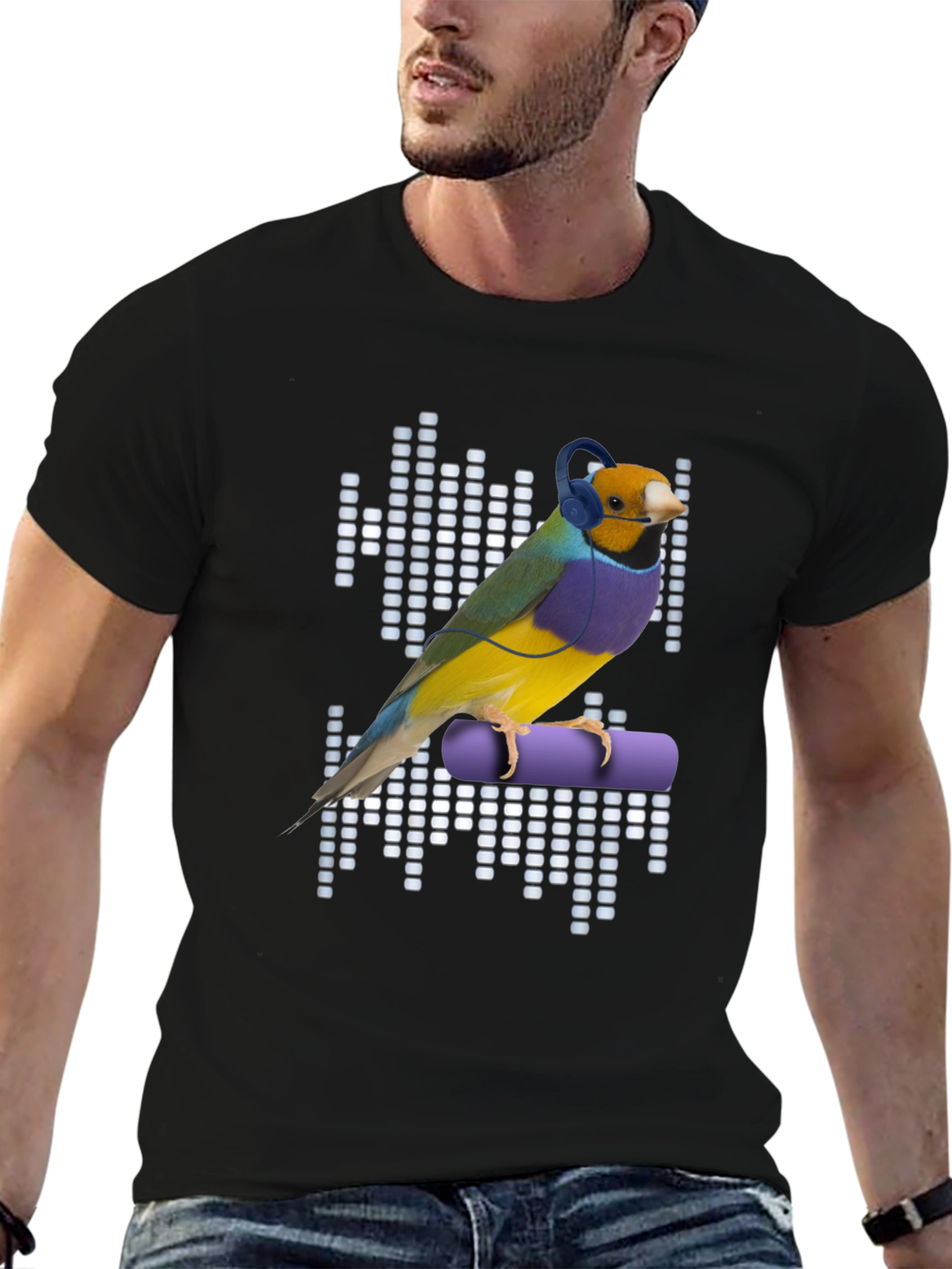 Bird with Headphones Graphic T-Shirt