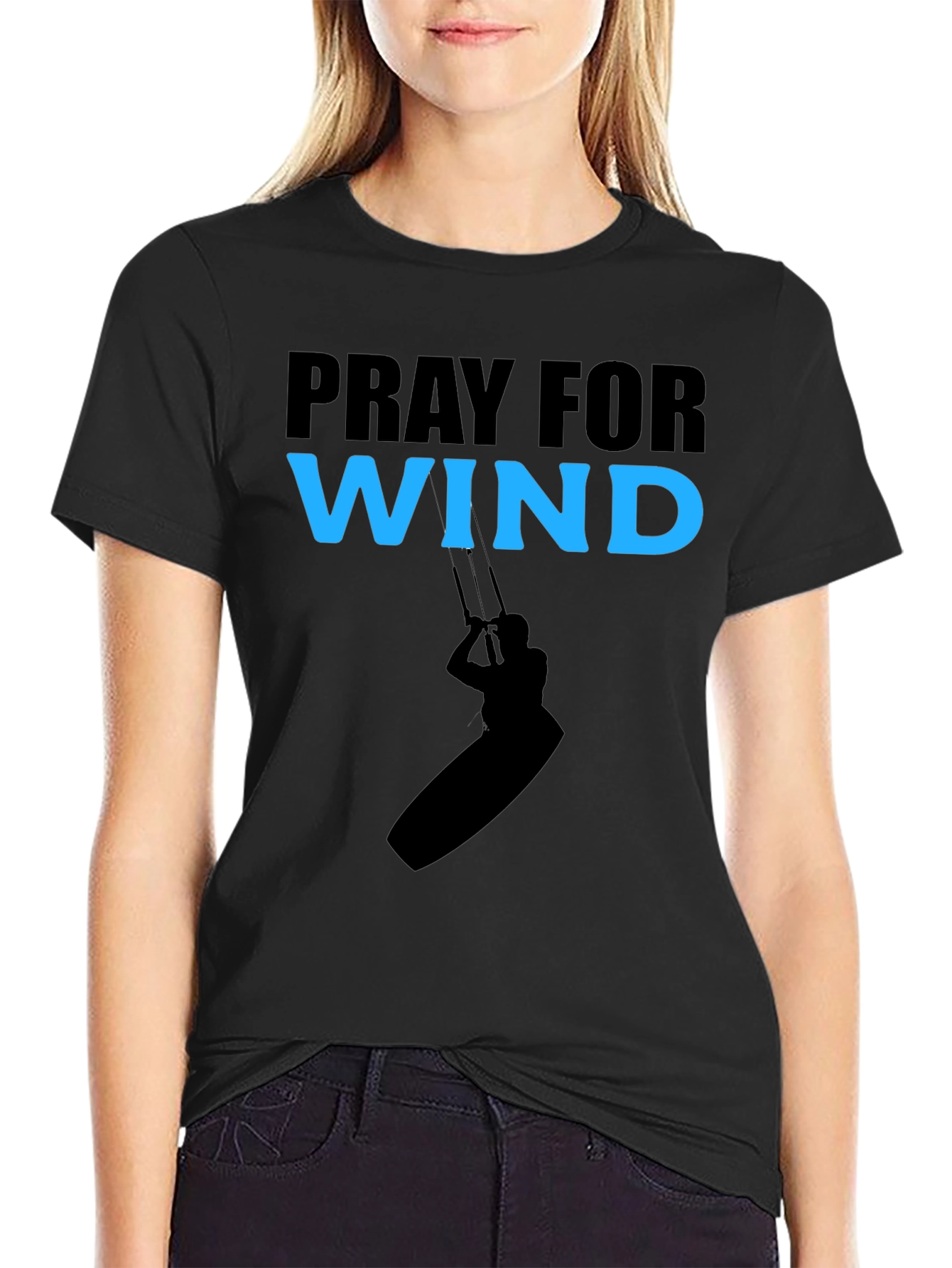Pray For Wind Black Graphic T-Shirt