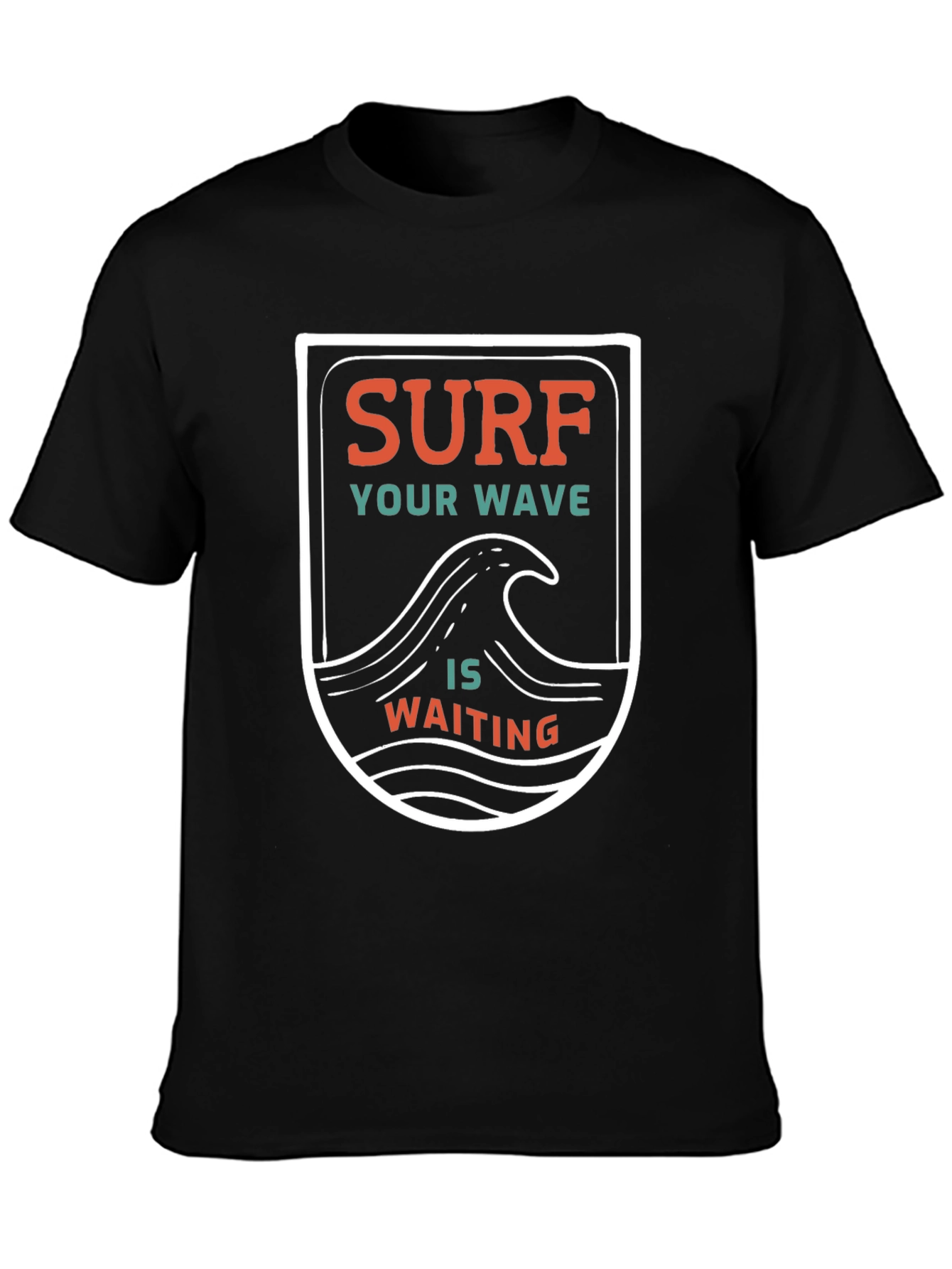 Surf Your Wave T-Shirt - Black Cotton Graphic Tee