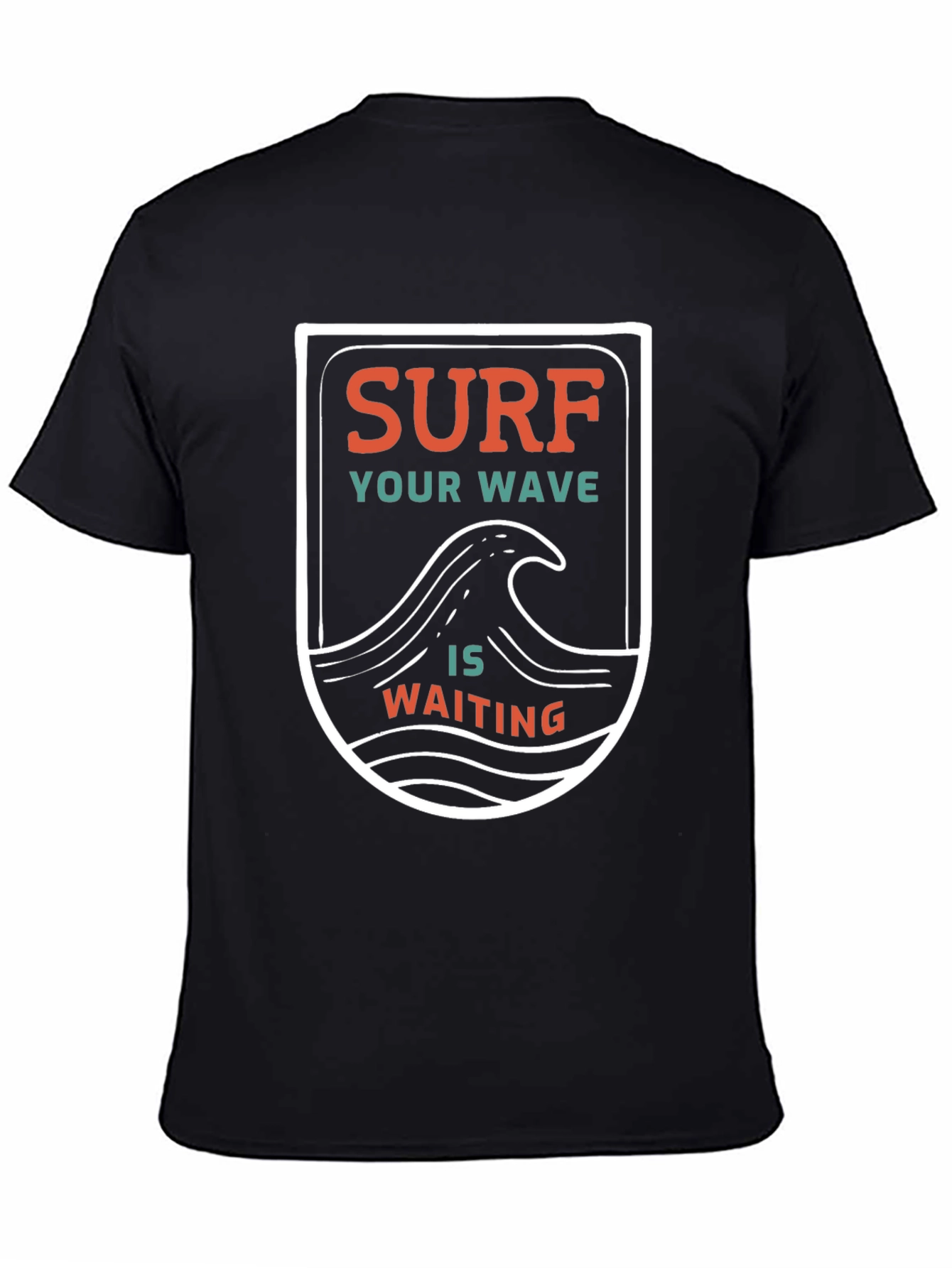 Surf Your Wave T-Shirt - Black Cotton Graphic Tee