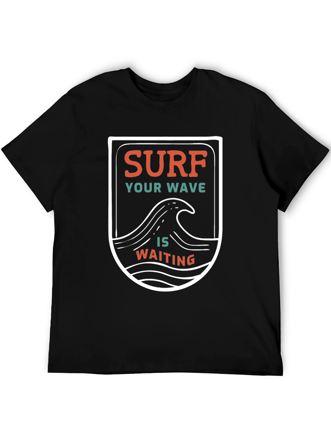 Surf Your Wave T-Shirt - Black Cotton Graphic Tee
