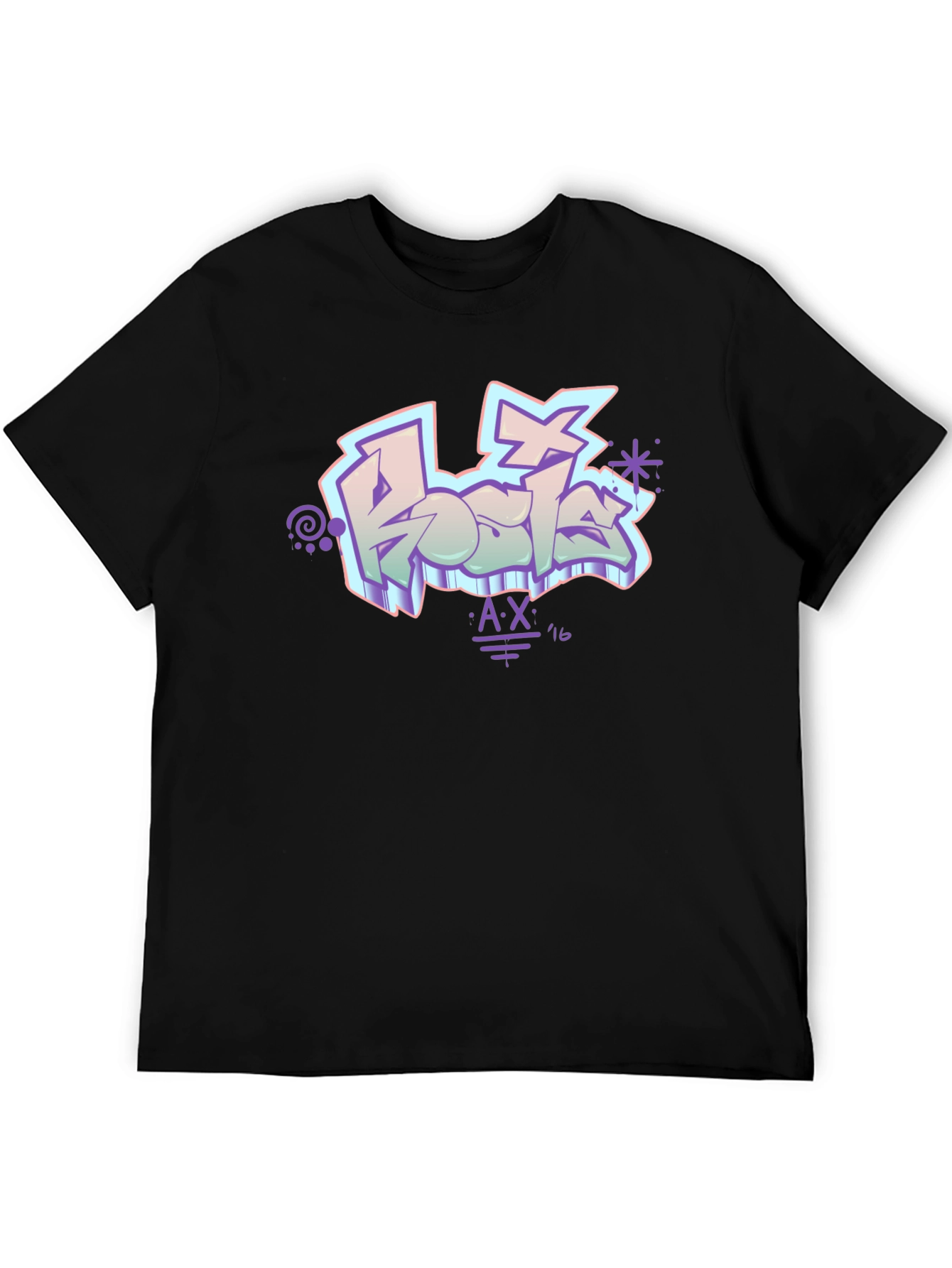 Retro Graffiti Style Black T-Shirt