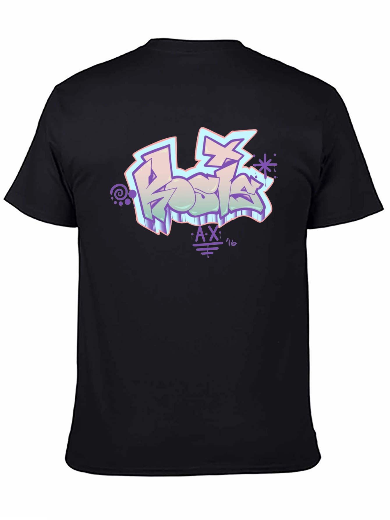 Retro Graffiti Style Black T-Shirt