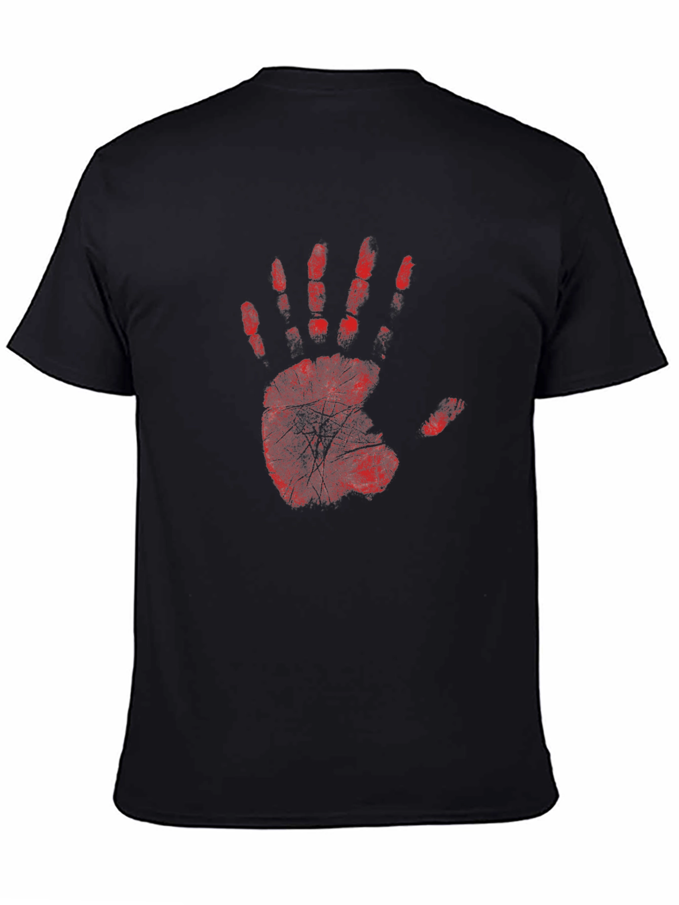 Red Handprint Graphic Black T-Shirt