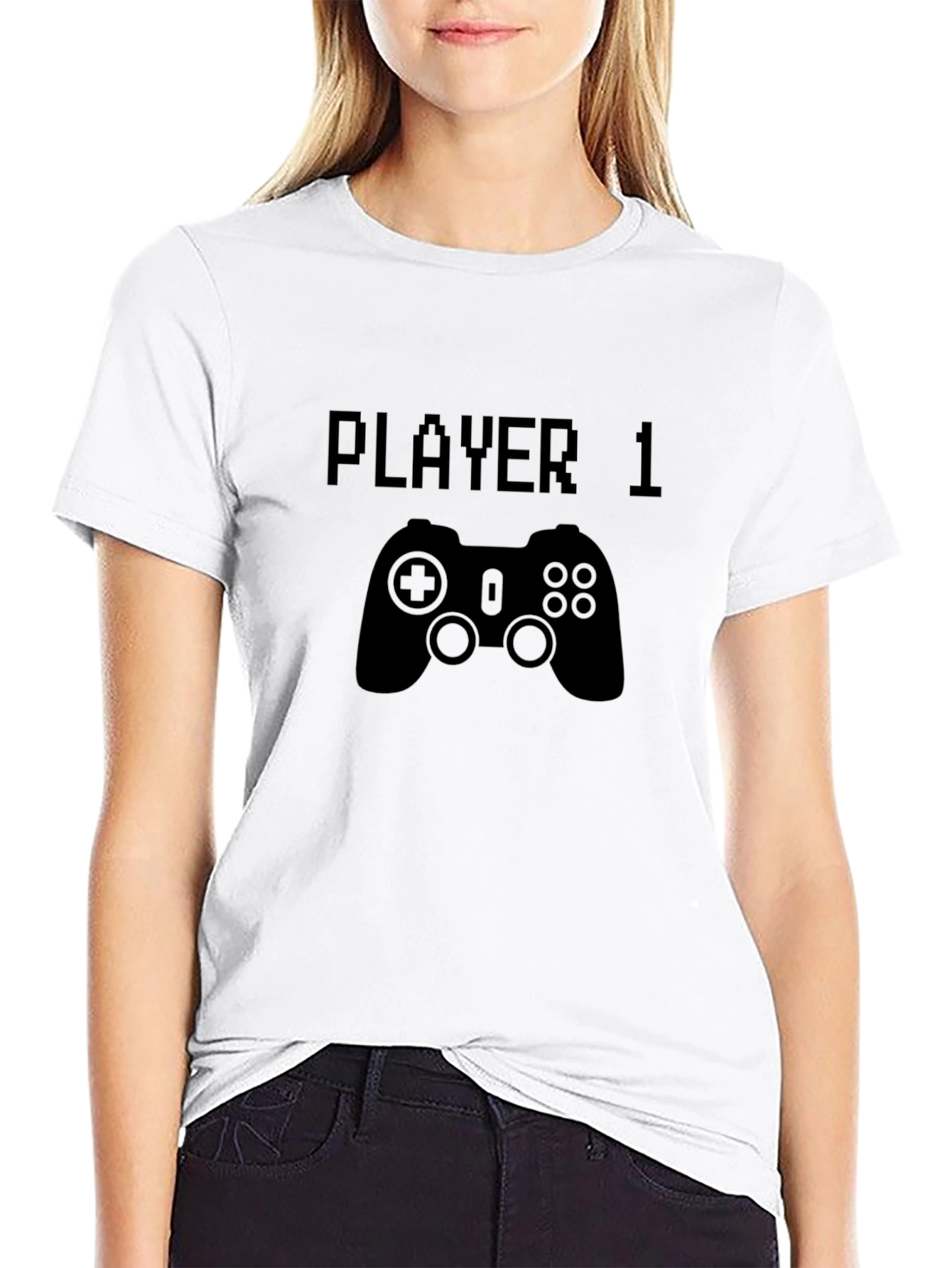 Player 1 Graphic Tee - Black Cotton Gamer T-Shirt
