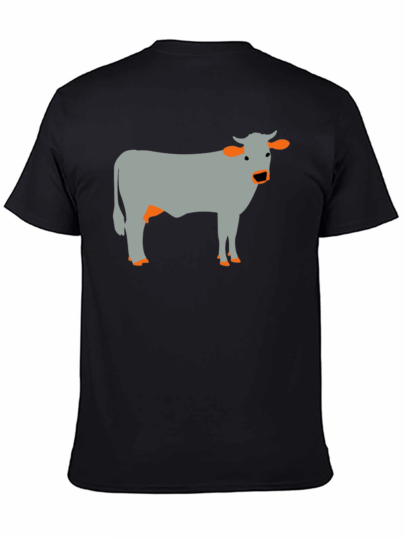 Cow Graphic Tee - Black Cotton Casual T-Shirt
