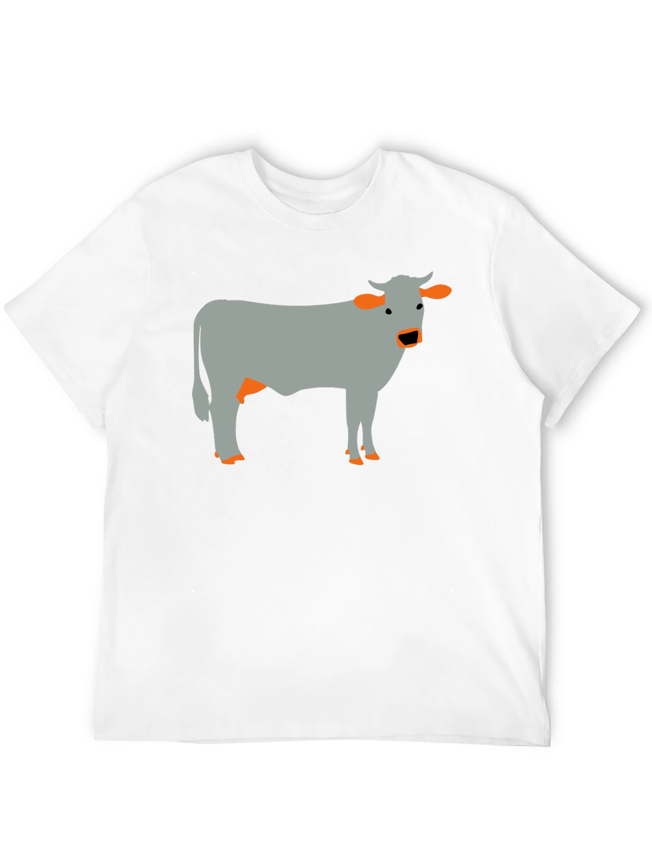 Cow Graphic Tee - Black Cotton Casual T-Shirt