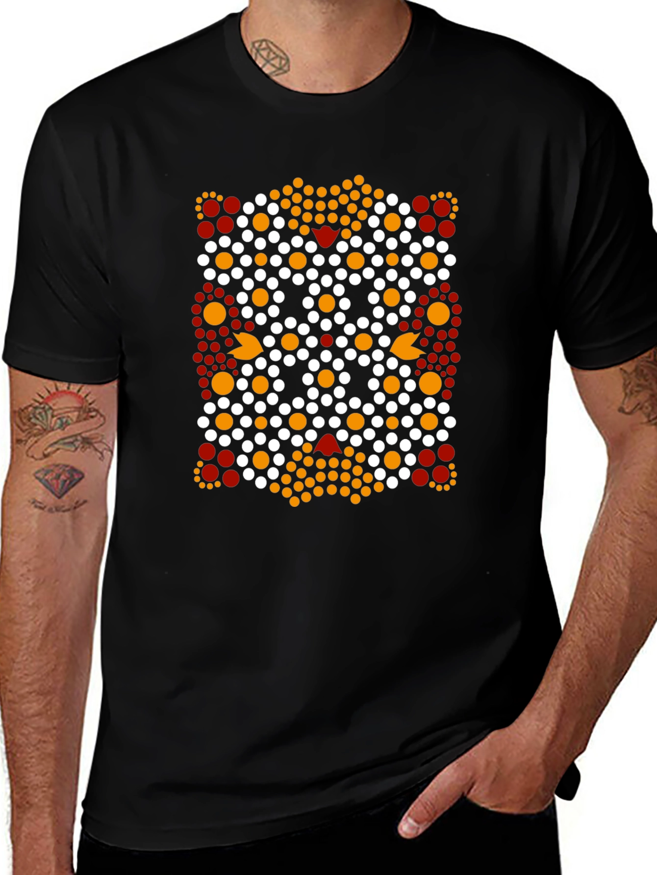 Abstract Dotted Pattern Black T-Shirt