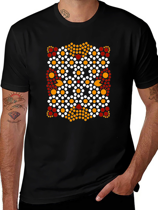 Abstract Dotted Pattern Black T-Shirt